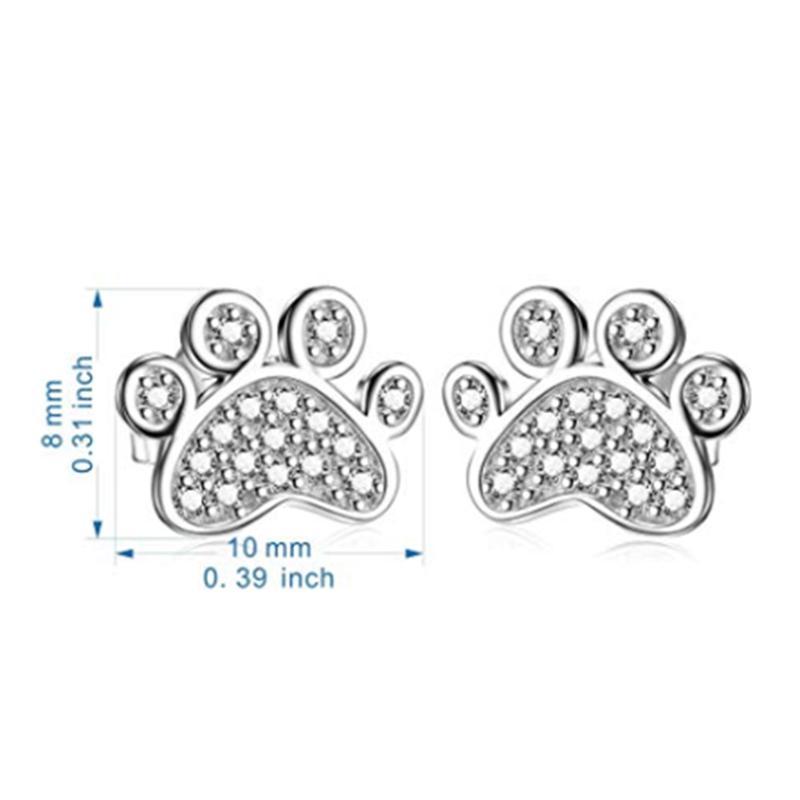 Pet Paw Earrings with Sparkling Cubic Zirconia in Solid Sterling Silver, Beautiful!、mySite、g9winljtr