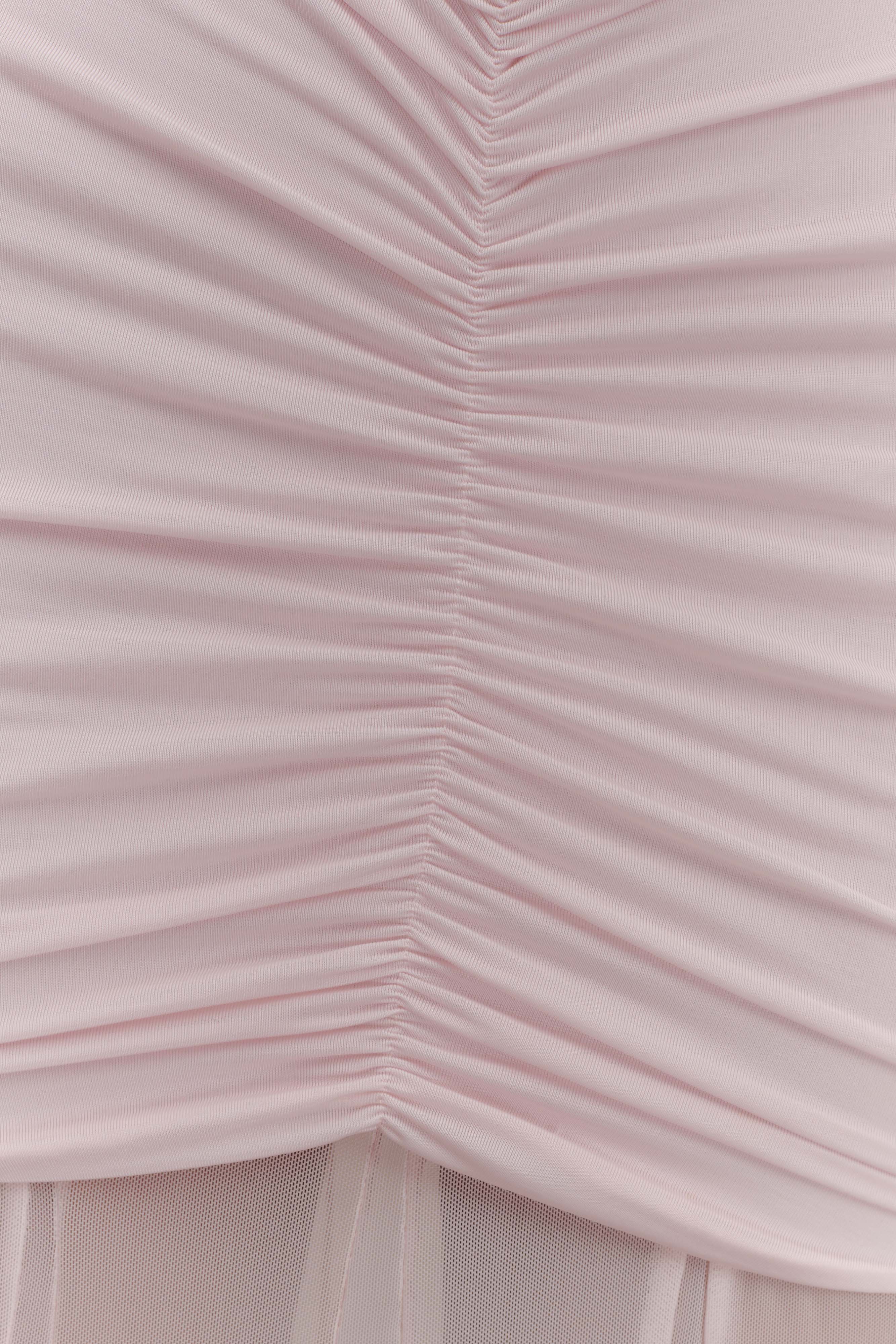 Caspian Slinky And Mesh Off Shoulder Maxi Dress - Pale Pink、mySite、solidvoid