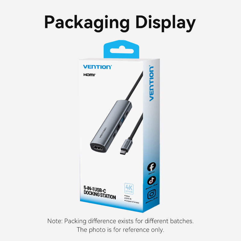 Vention USB-C to HDMI + USB 3.0 + USB 2.0 + USB 2.0 Type-C + PD Docking Station、mySite、fannypackpong