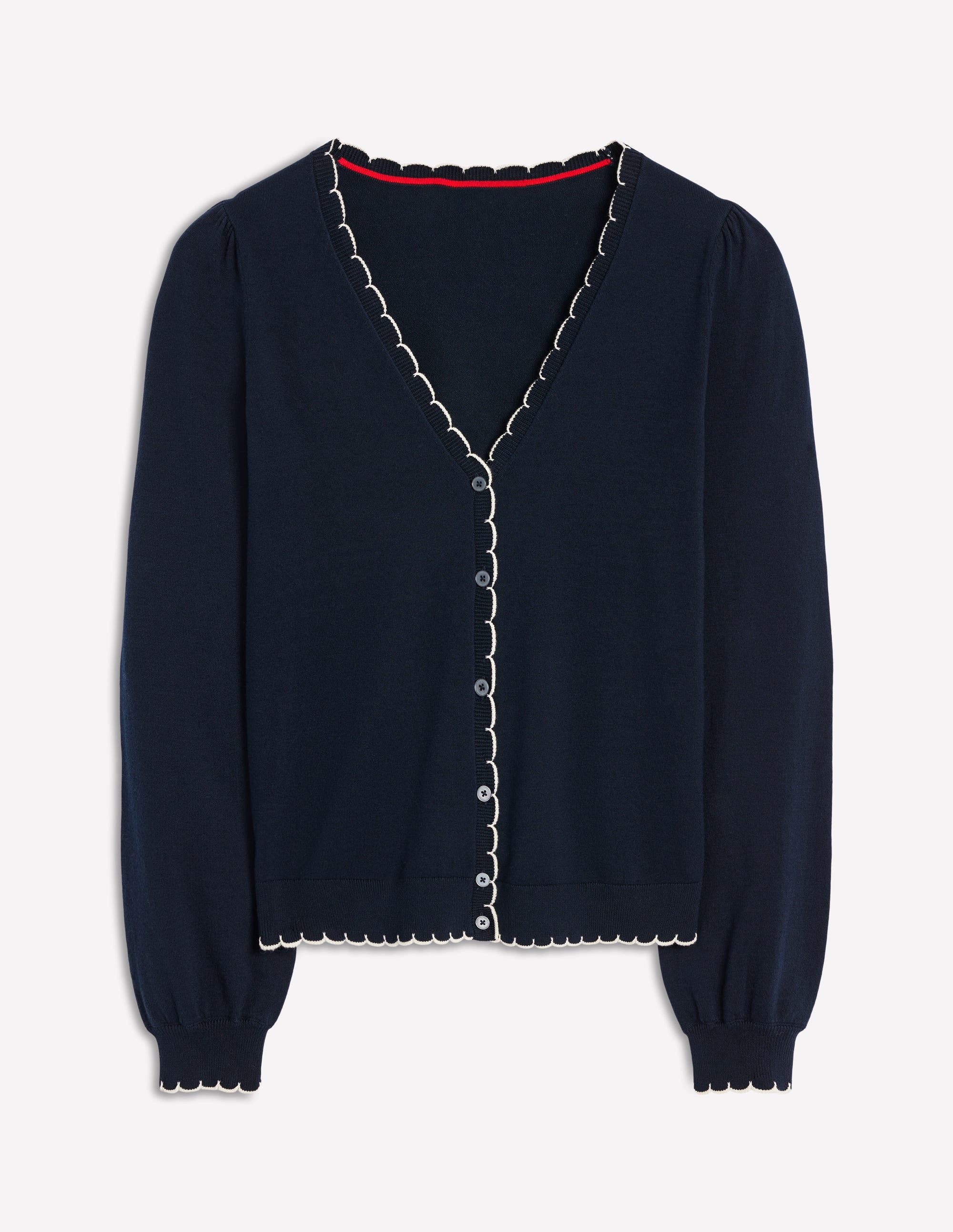  Pru Scallop Trim Cardigan-Navy、mySite、ashleygrahame
