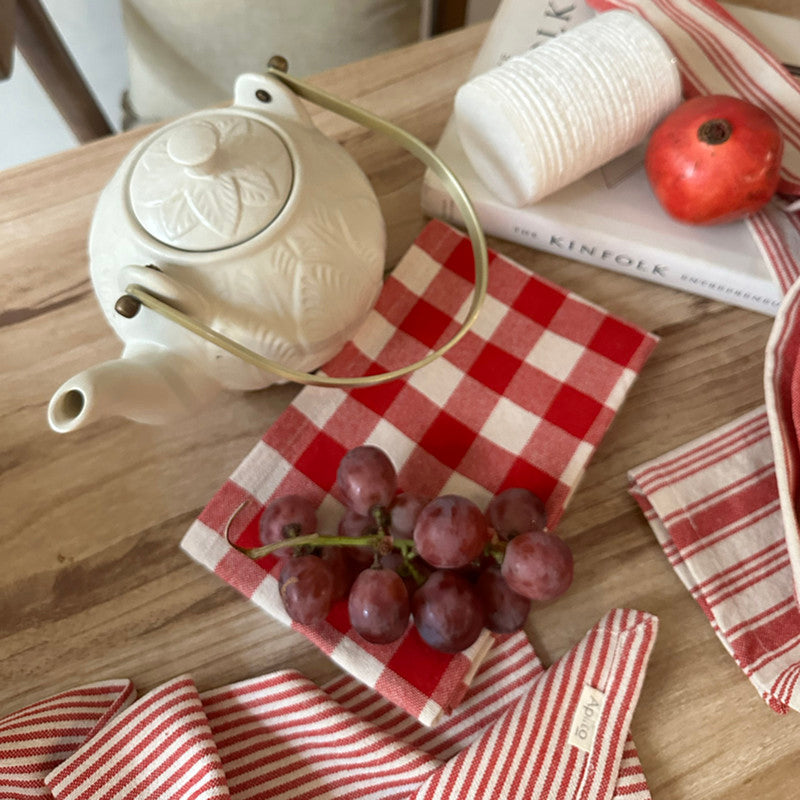 Cotton Kitchen Towel | Red | Set of 3、mySite、camillekostekn