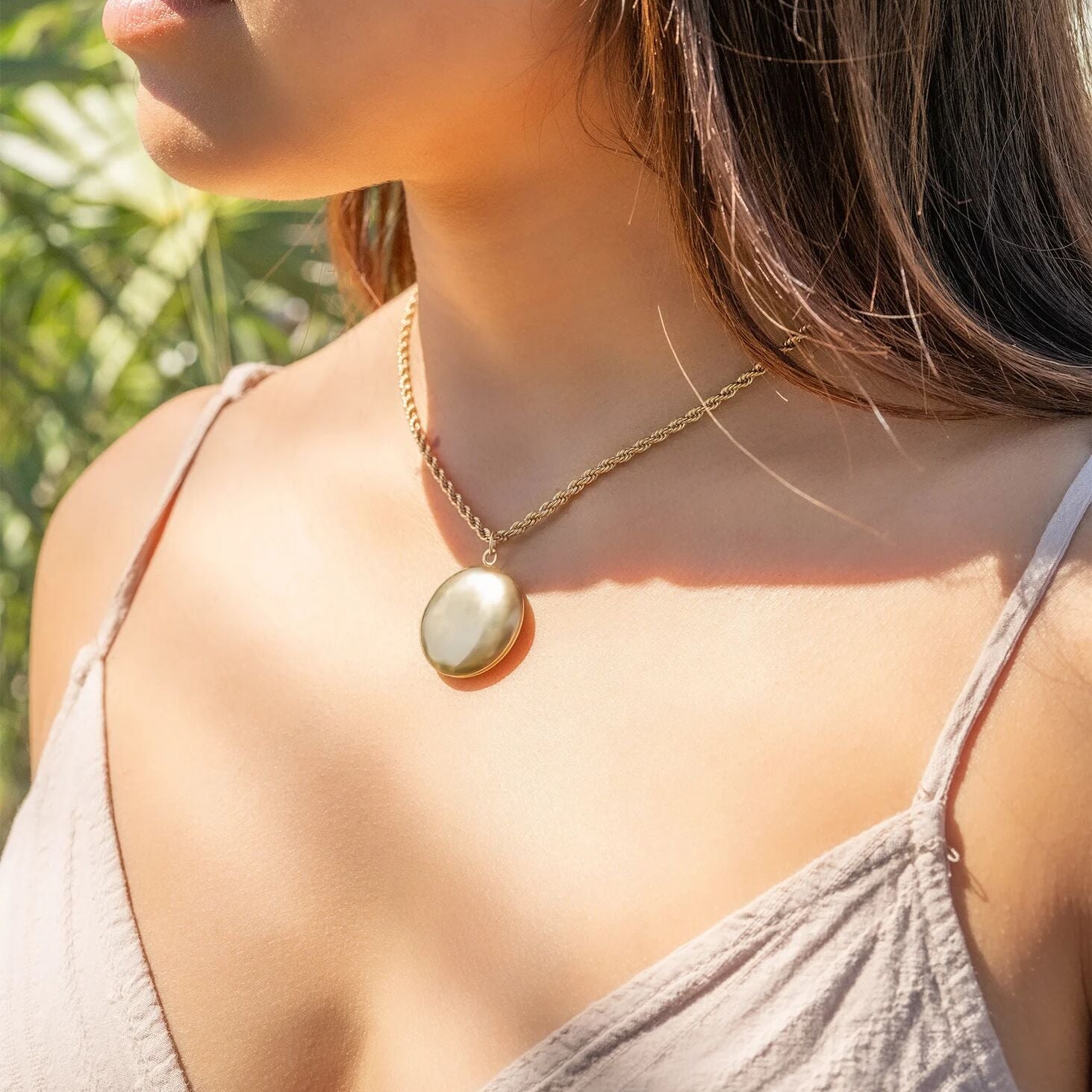 18K Gold PVD Stainless Steel Round Locket / PDL0242、mySite、dreamappss