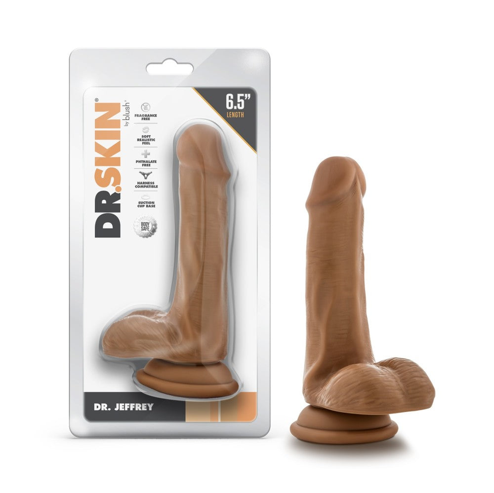 Dr. Skin By Blush® | Dr. Jeffrey 6.5 Inch Long Dildo with Suction Cup & Balls Tan、mySite、bottomscart