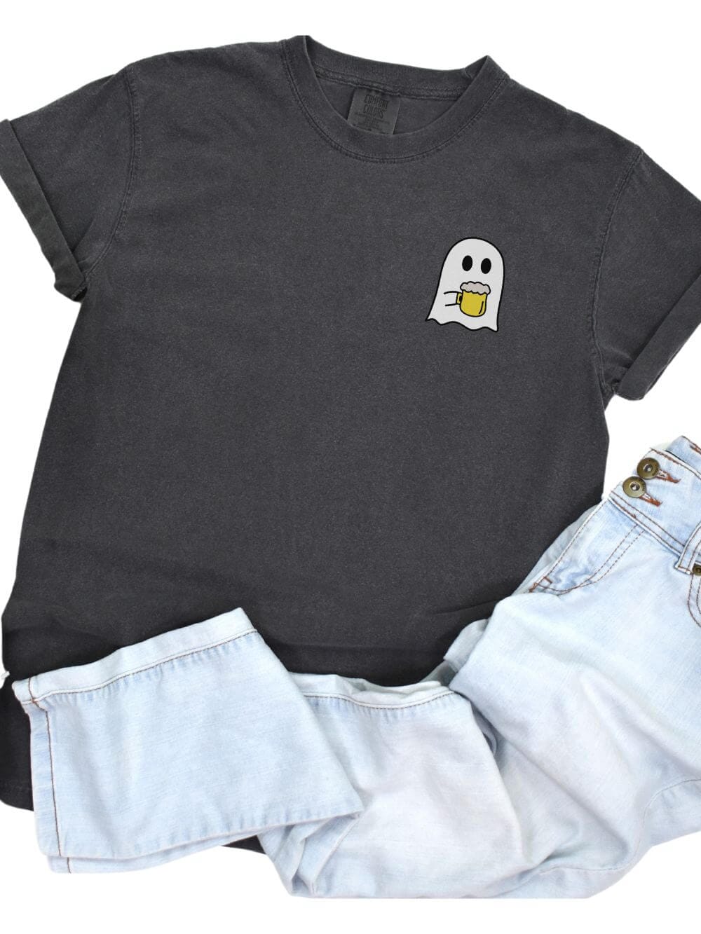 Beer Ghost Comfort Colors Embroidered Unisex T-Shirt、mySite、camillekostekn