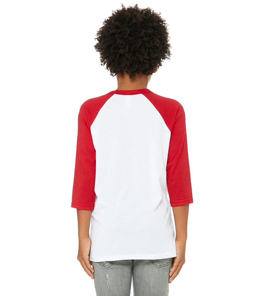 Bella + Canvas Youth 3/4-Sleeve Baseball T-Shirt、mySite、noshort
