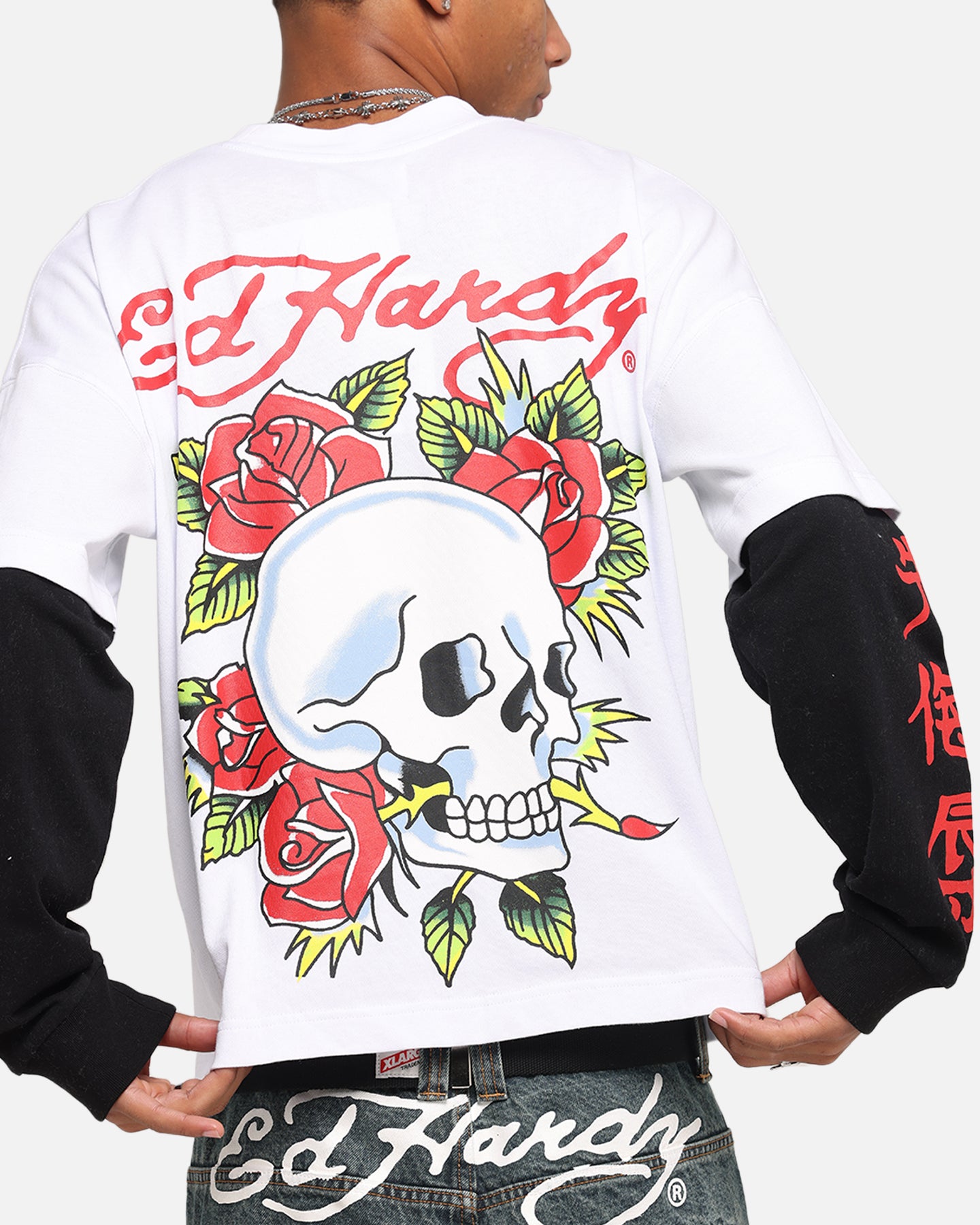 Ed Hardy Skull Layered Long Sleeve T-Shirt White、mySite、zt4zffjzw