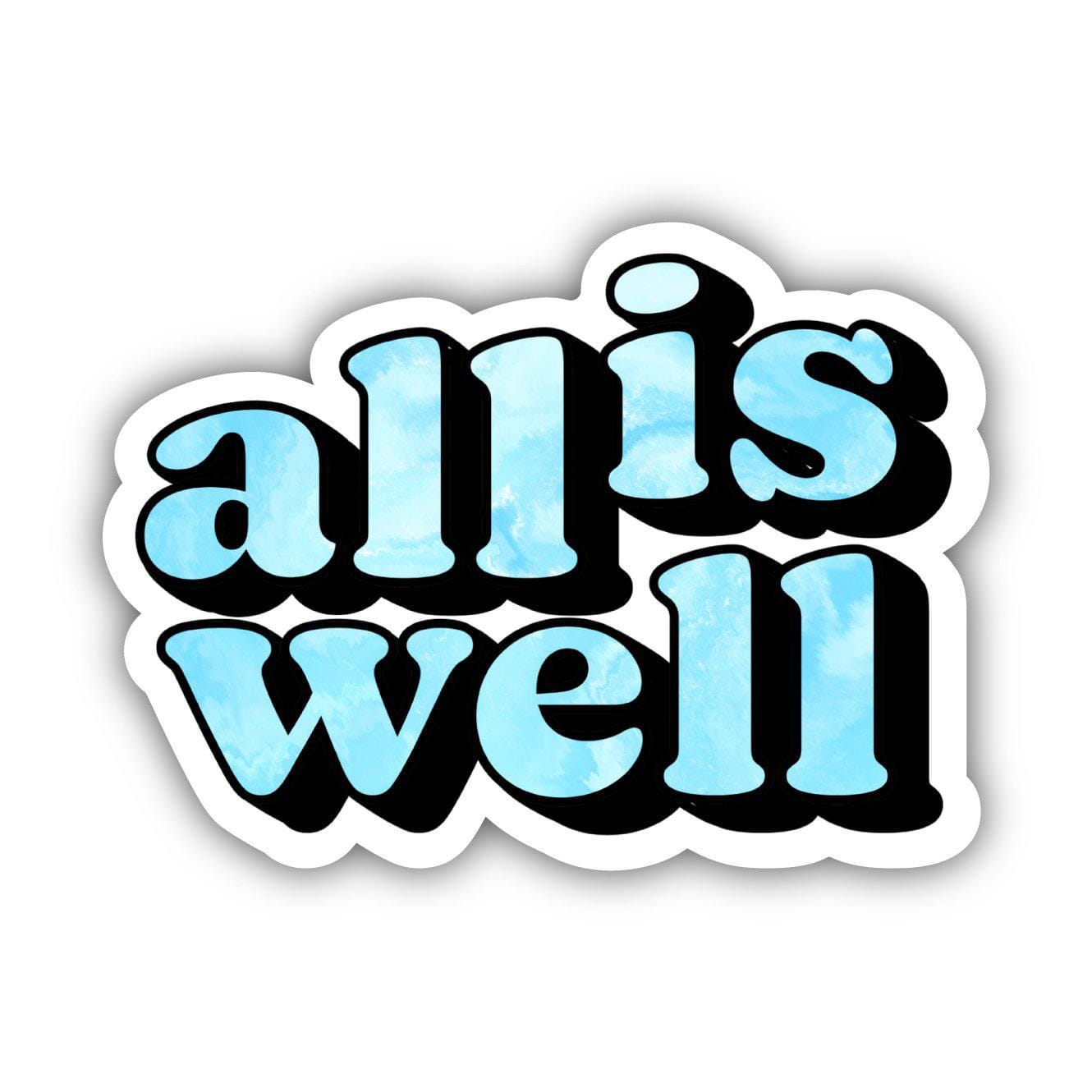  All is Well Blue Tie Dye Aesthetic Sticker、mySite、elrpsem3k