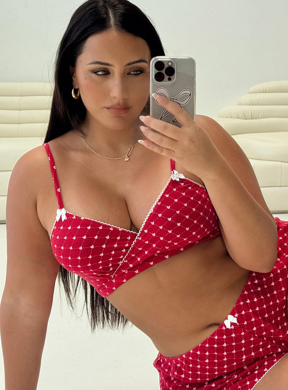 Slumber Pointelle Sleep Bralette Red Curve、mySite、solidvoid