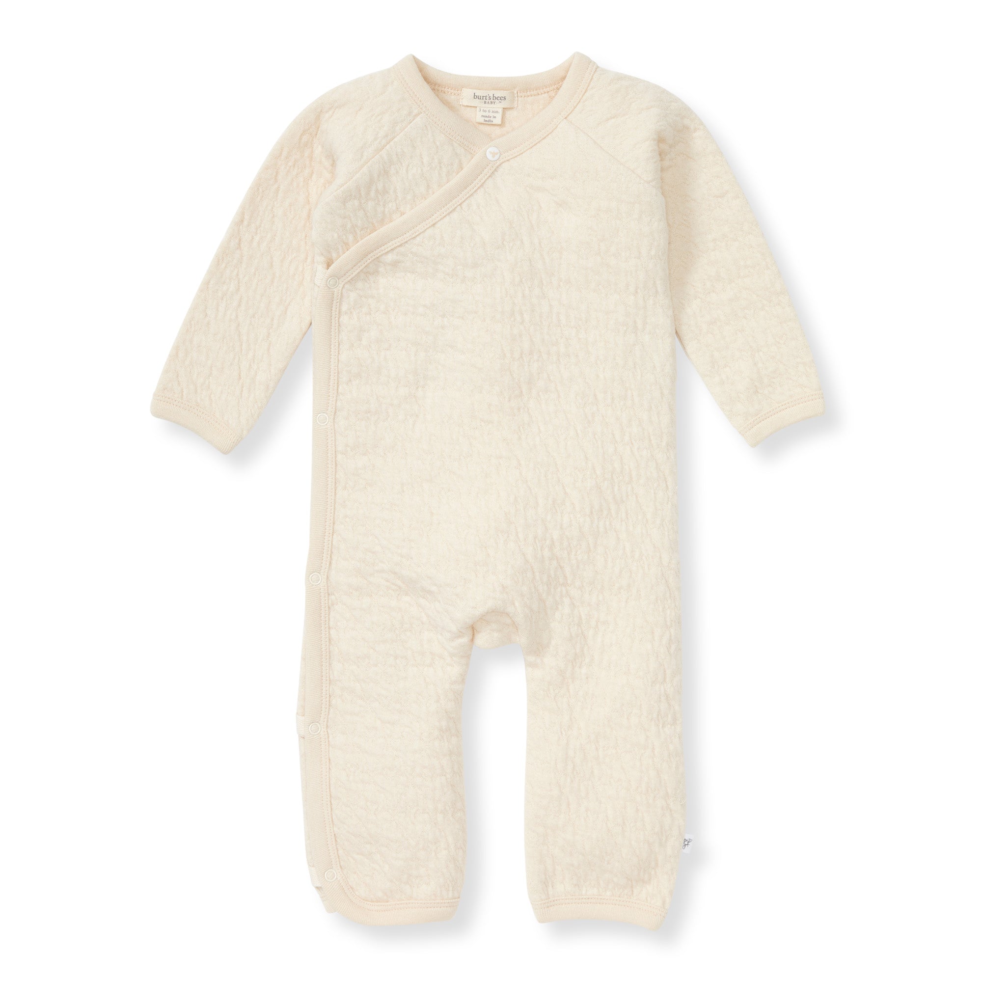  Organic Cotton Quilted Bee Wrap-Front Baby Jumpsuit - Oat、mySite、layawaytickets