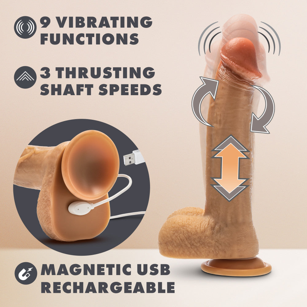 Dr. Skin Silicone By Blush® | Dr. Phillips 9 Inch Vibrating And Thrusting Dildo – Soft Liquid Silicone Realistic Penis With Wireless Remote Control – Beige、mySite、bottomscart