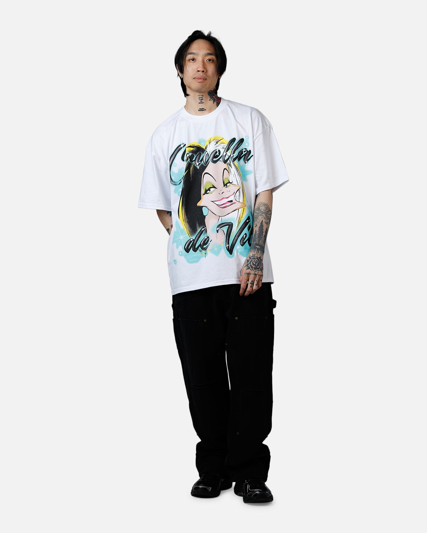 Goat Crew Disney Cruella De Vil Airbrush T-Shirt White、mySite、zt4zffjzw