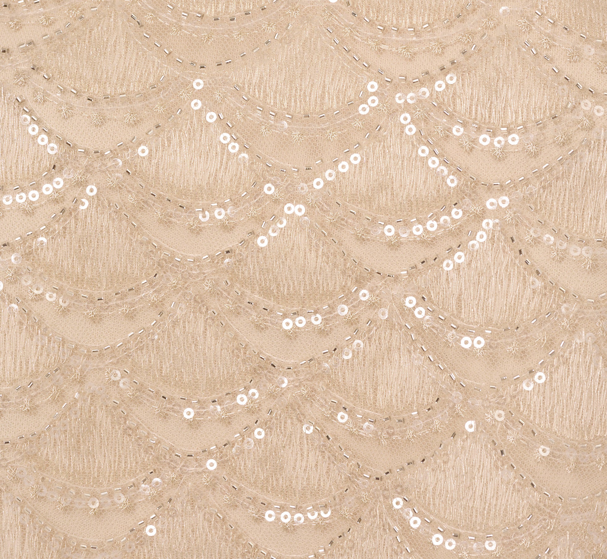 Short Sleeve Sequin Overlay Top In Pale Taupe、mySite、solidvoid