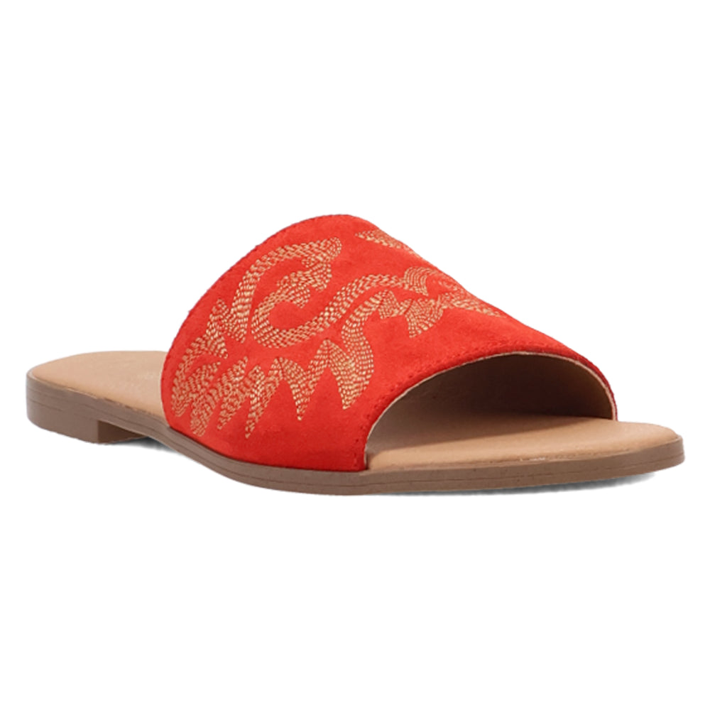 Lasso Embroidered Slide Flat Sandals、mySite、gtrtttuynbv