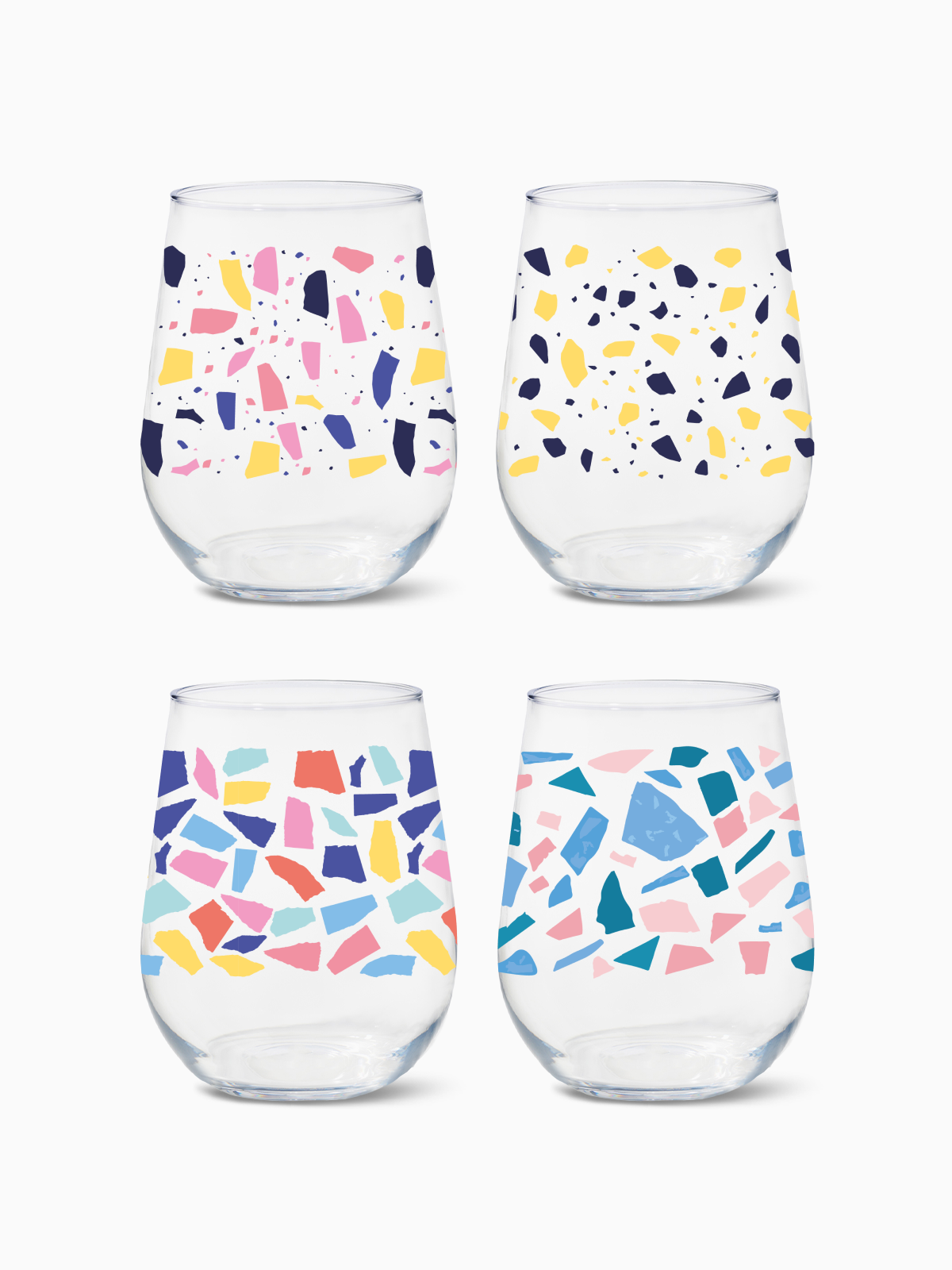 Colorful Terrazzo - RESERVE 16oz Stemless Wine Tritan Copolyester Glass、mySite、camillekostekn