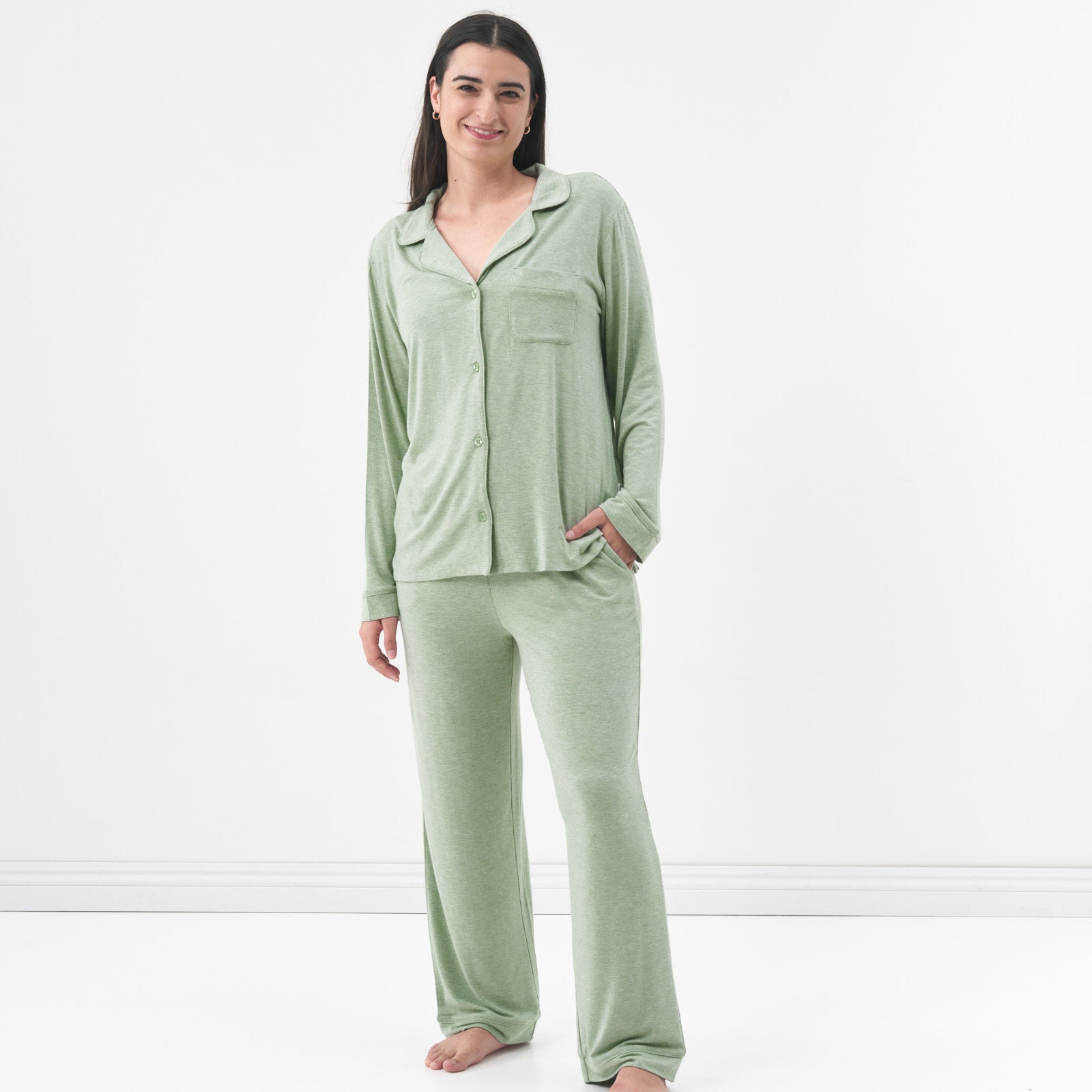  Heather Sage Women's Long Sleeve Pajama Set、mySite、layawaytickets