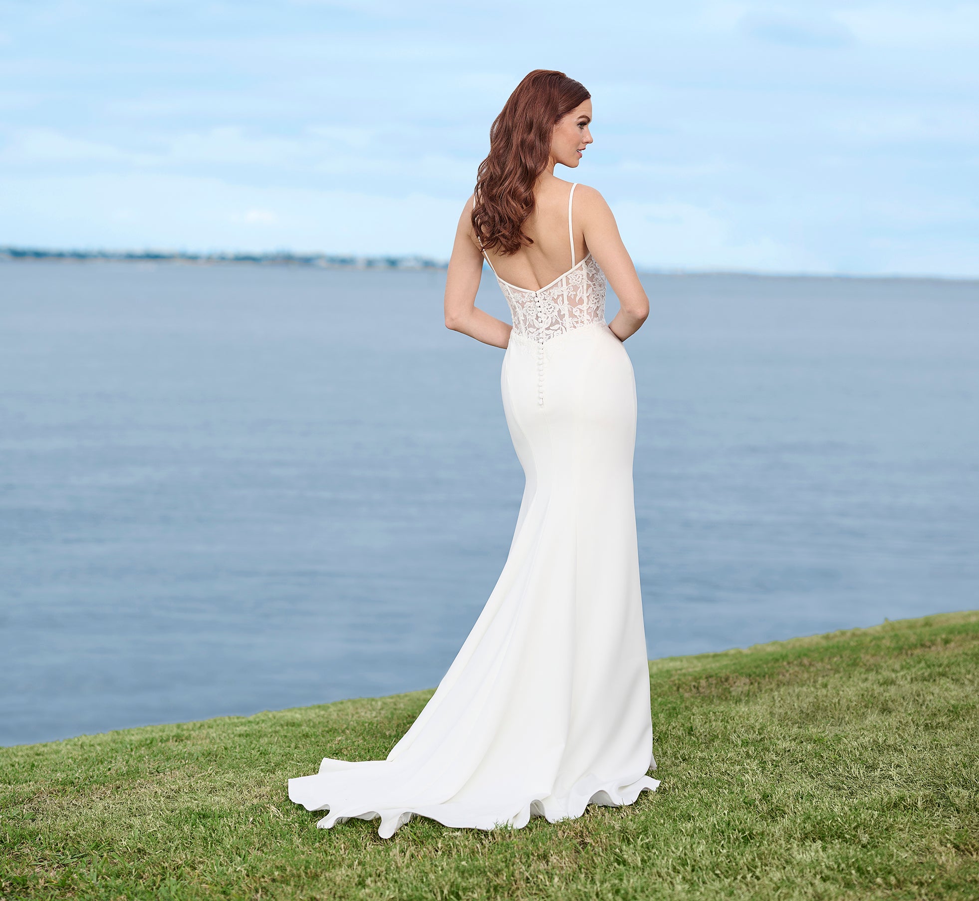 Lace And Stretch Crepe Gown In Ivory Nude、mySite、solidvoid