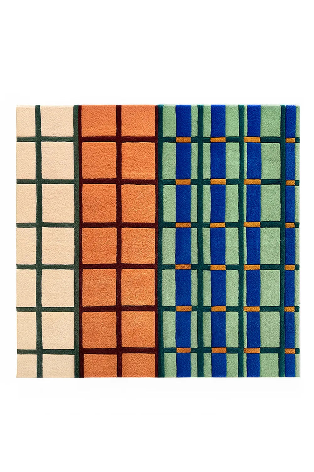 Mid-Century Multicolor Square Grid Hand Tufted Wool Rug、mySite、gigharbornorthrealestate