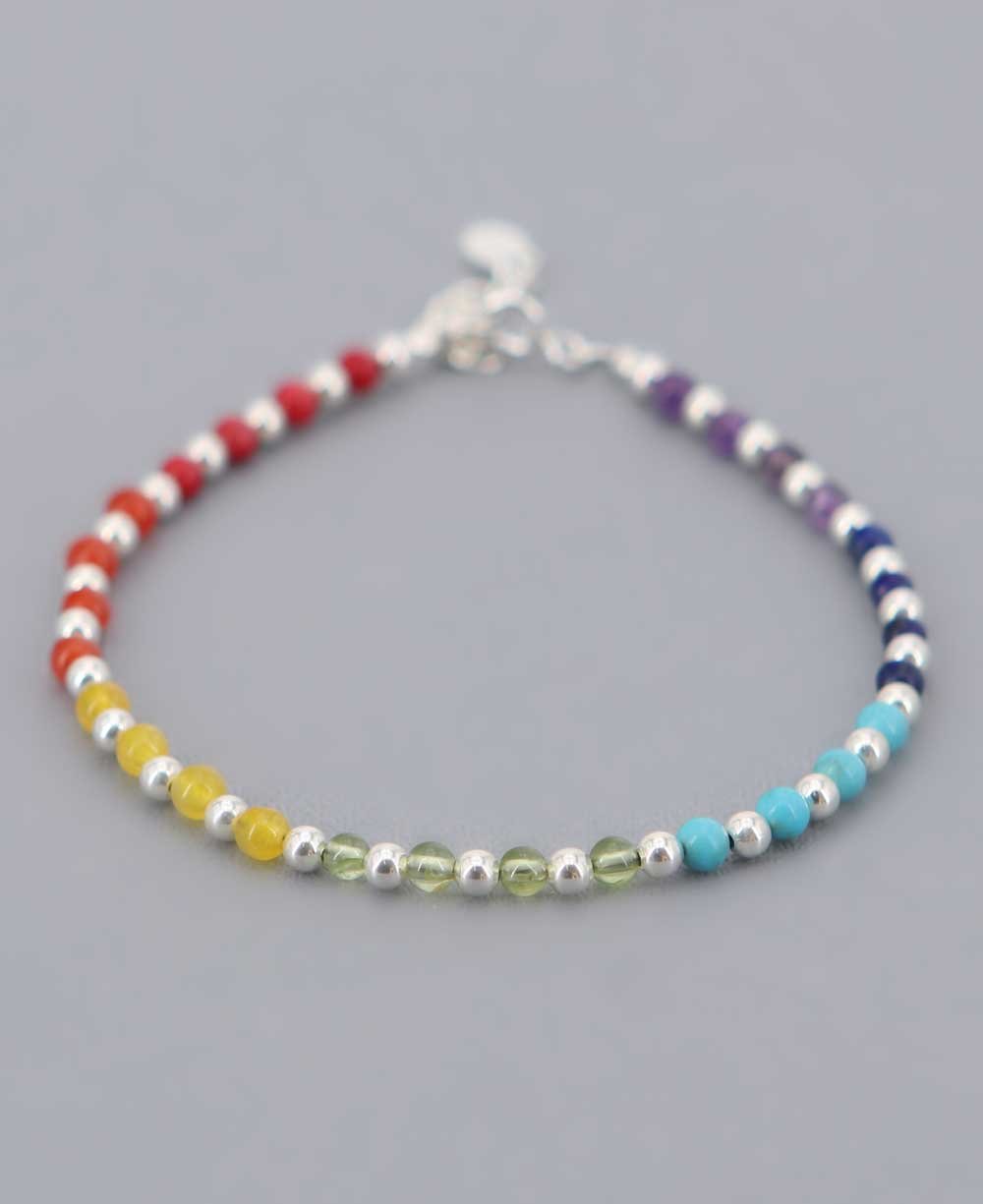 Chakra Stones and Sterling Silver Beaded Bracelet、mySite、topwebapps