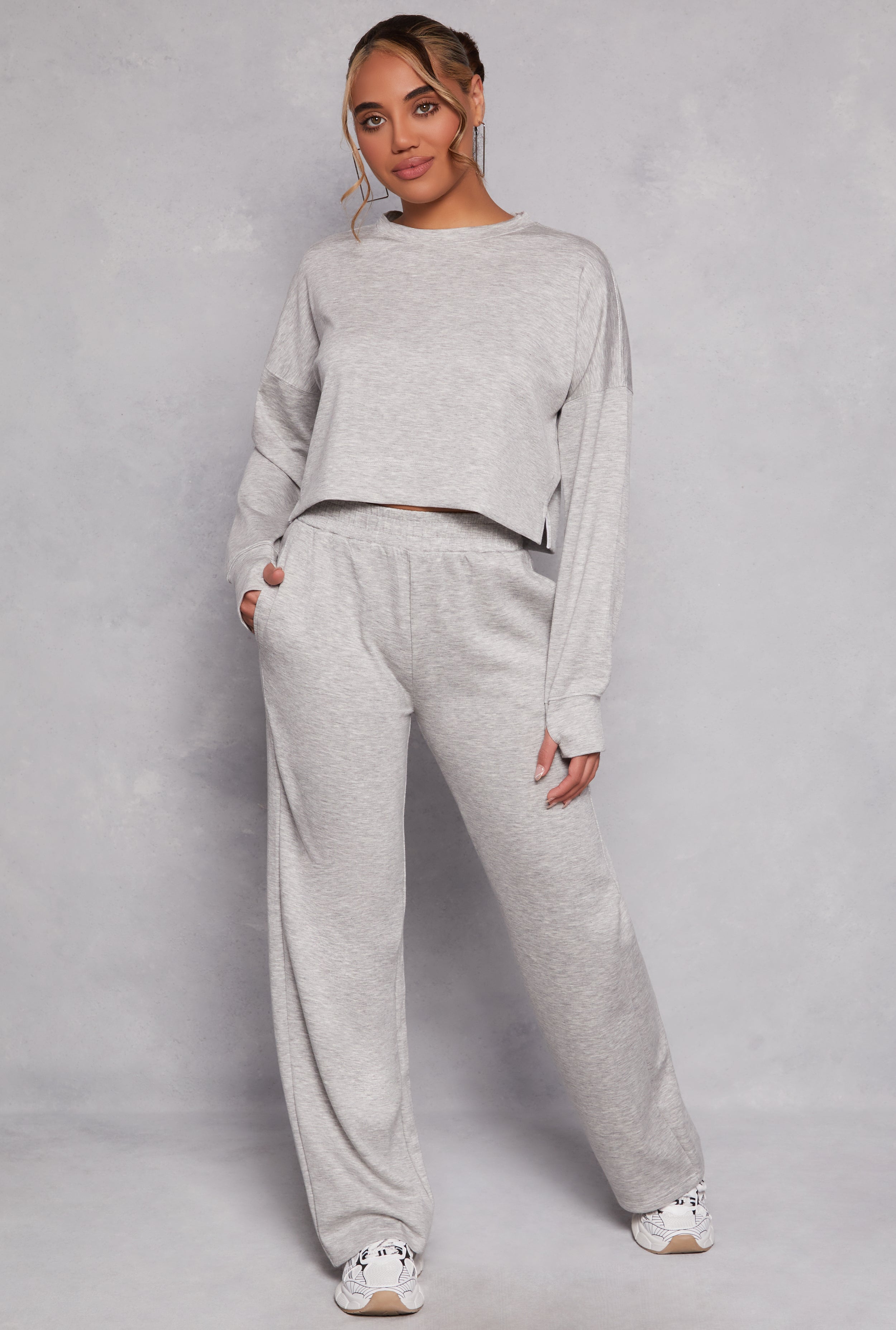 Crew Neck Long Sleeve Crop Top、mySite、camillekostekn