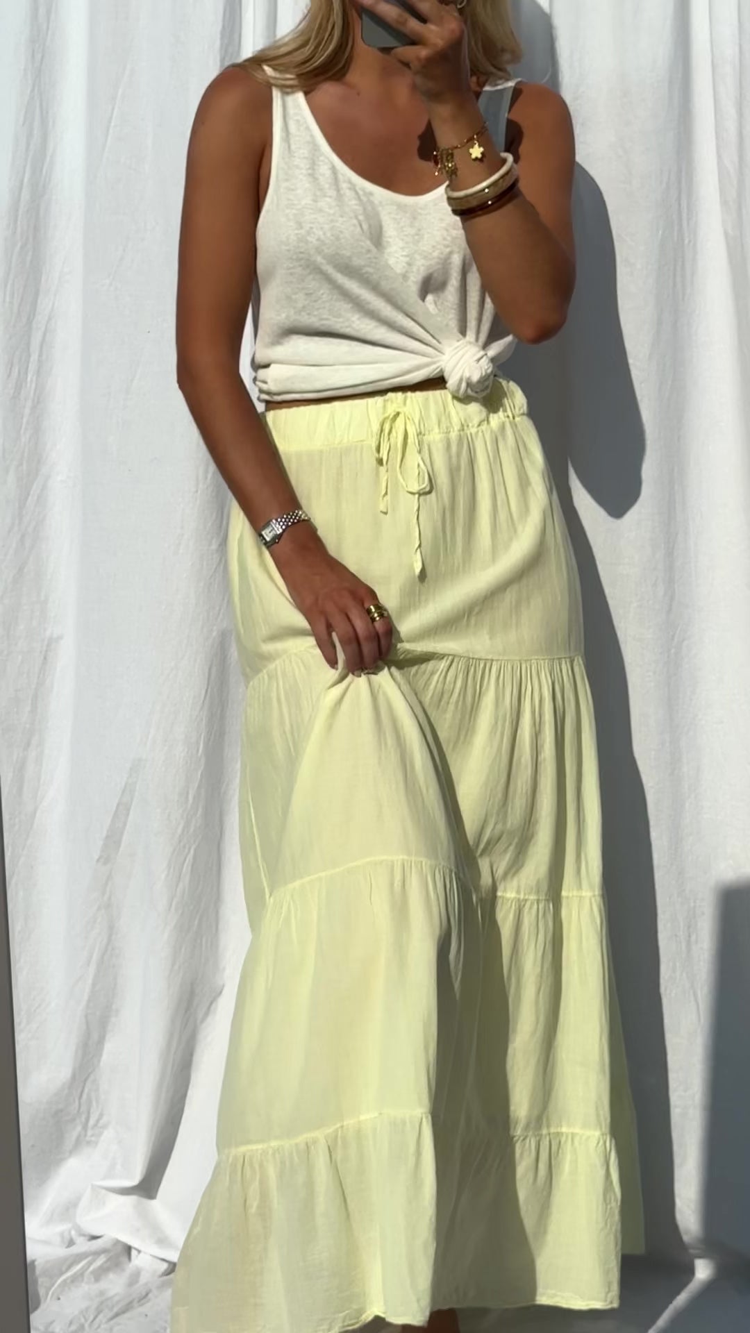 White pleated skirt