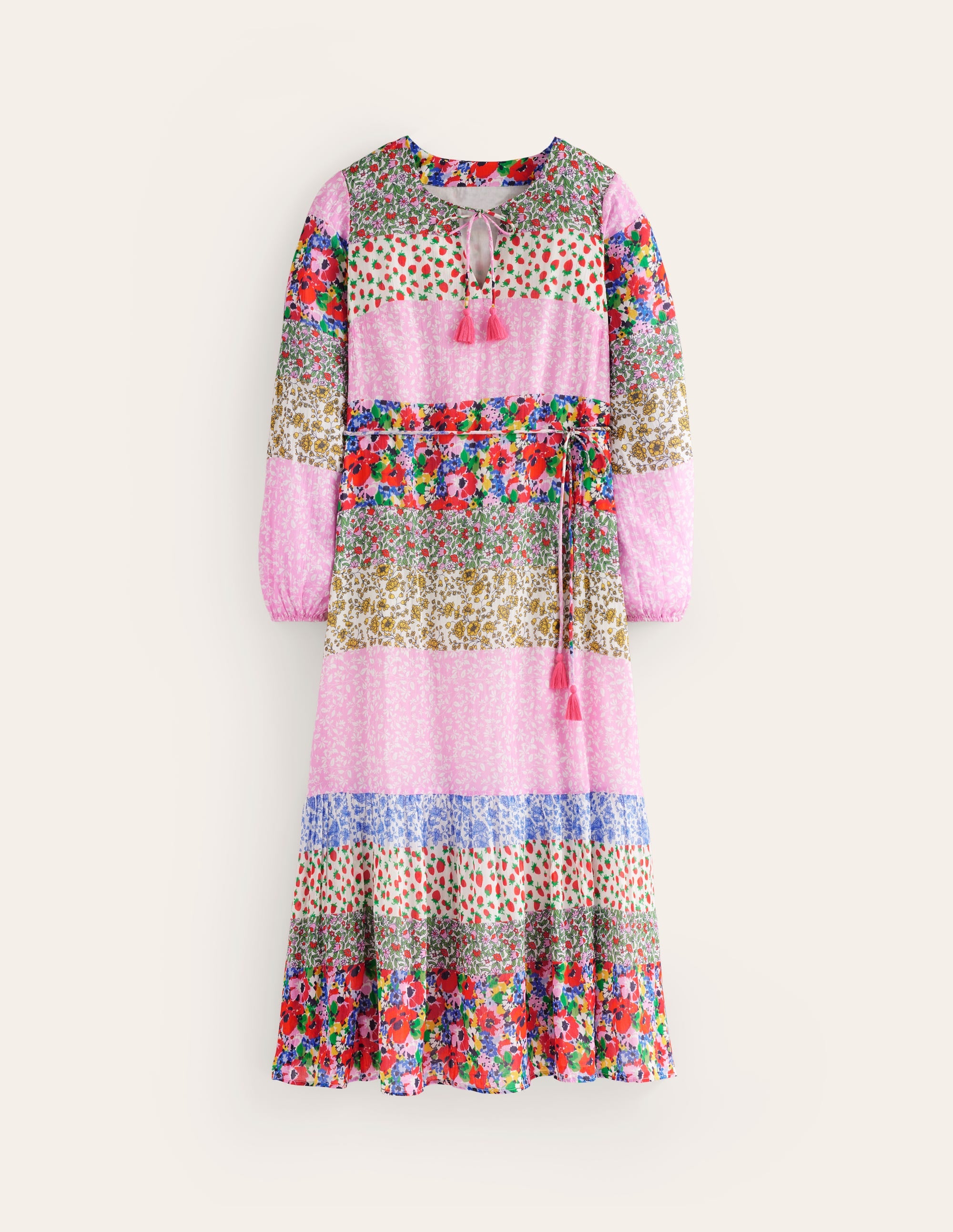 Hotched Blouson Maxi Dress-Multi, Patchwork Bloom、mySite、ashleygrahame
