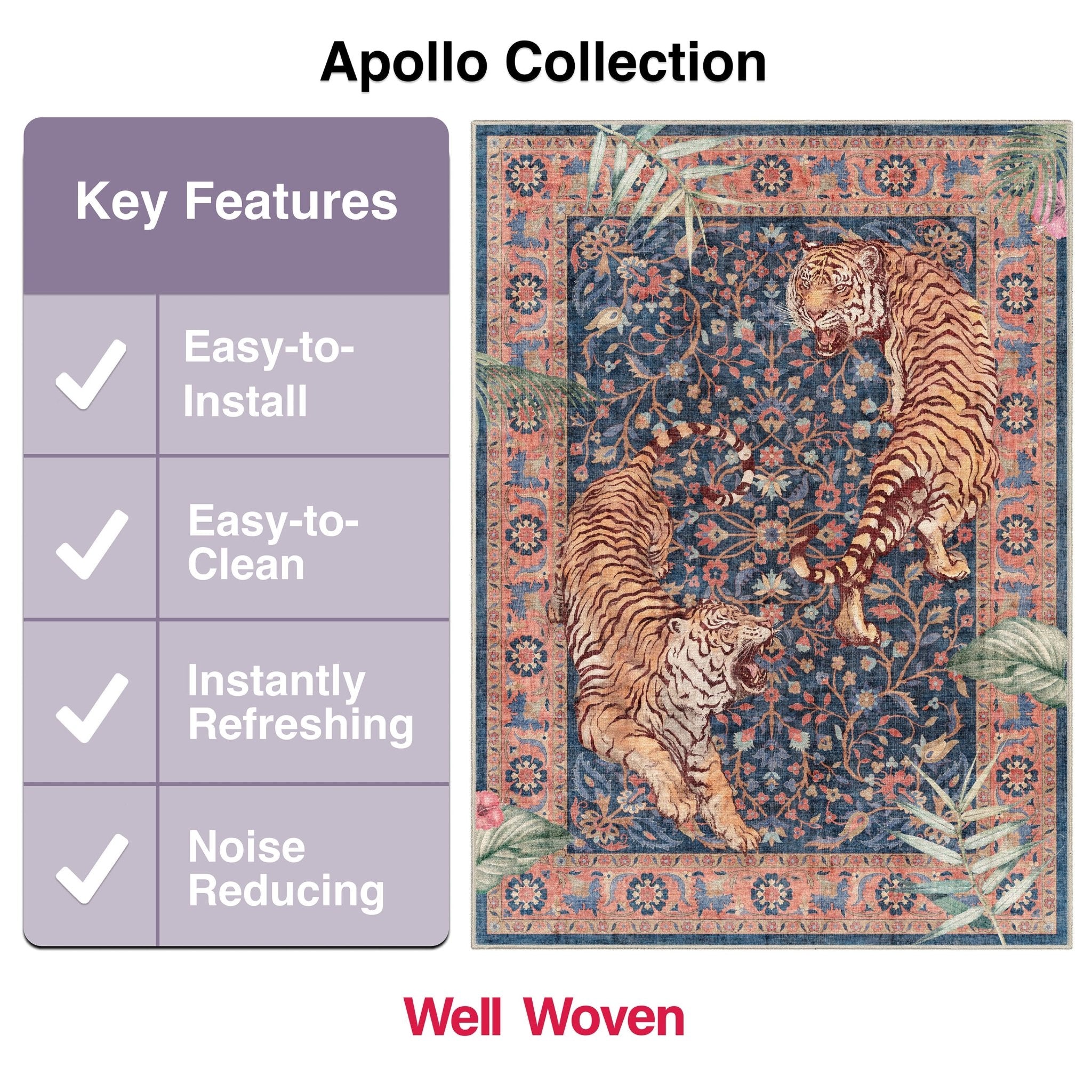Apollo Botanical Floral Rug for Living Room, Dining Room, Bedroom and Kitchen、mySite、gigharbornorthrealestate