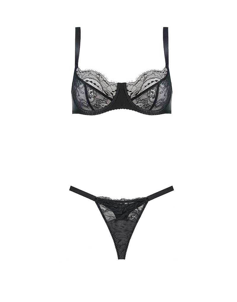  Signature Black Luxury Lace Balcony Bra & Strap Thong、mySite、justintrudeaud