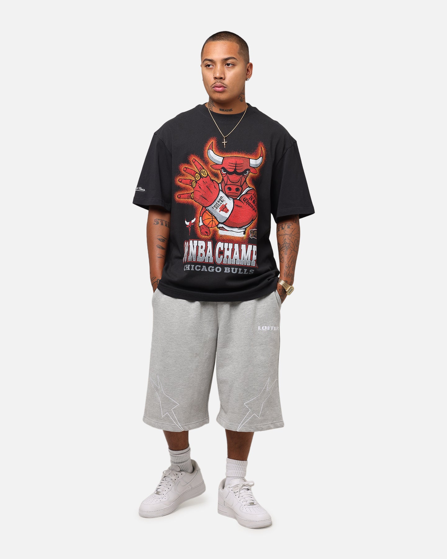 Mitchell & Ness Chicago Bulls '96 NBA Champs T-Shirt Faded Black、mySite、zt4zffjzw