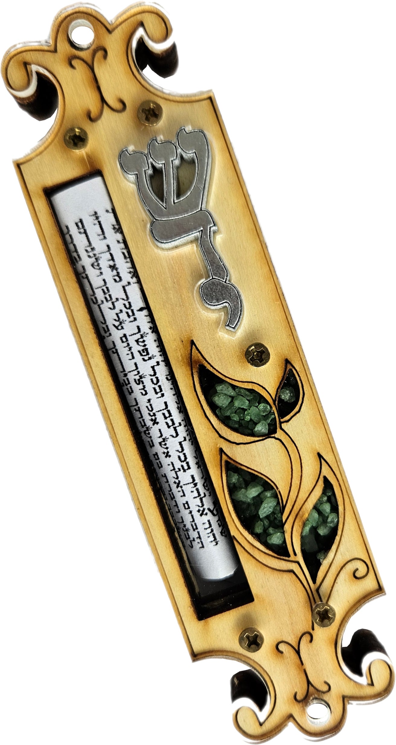 Holy Land Market Mezuzah-Wood Precious Stones (Shaddai)、mySite、topwebapps