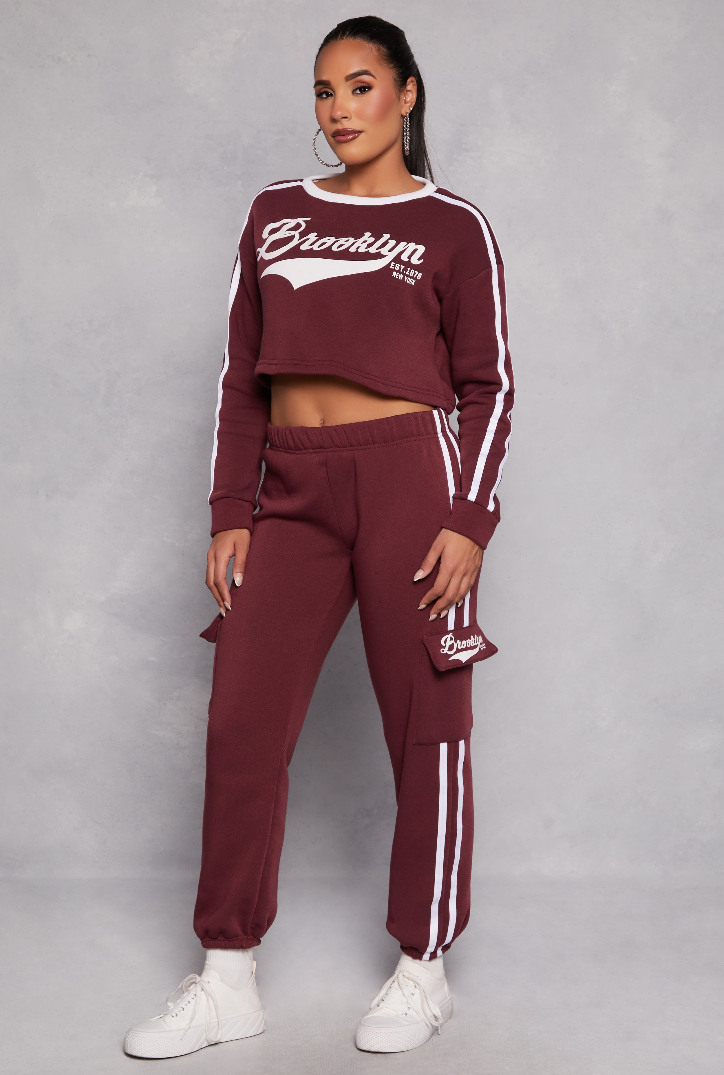 Brooklyn Varsity Stripe Cropped Sweatshirt、mySite、camillekostekn