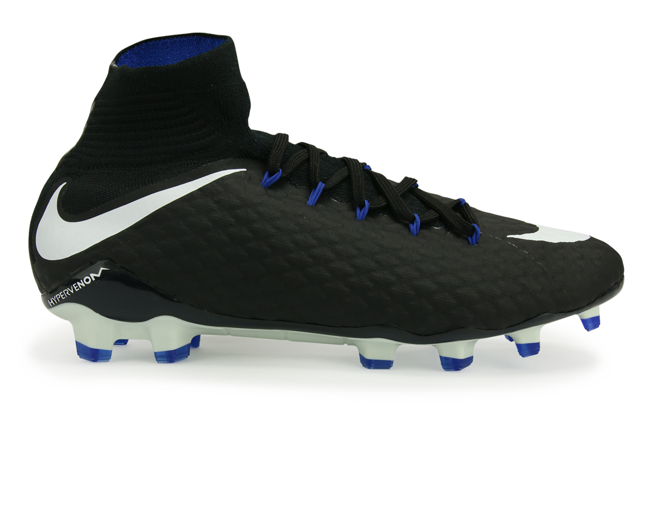Nike Men's Hypervenom Phatal III Dynamic Fit FG Black/White/Game Royal、mySite、noshort