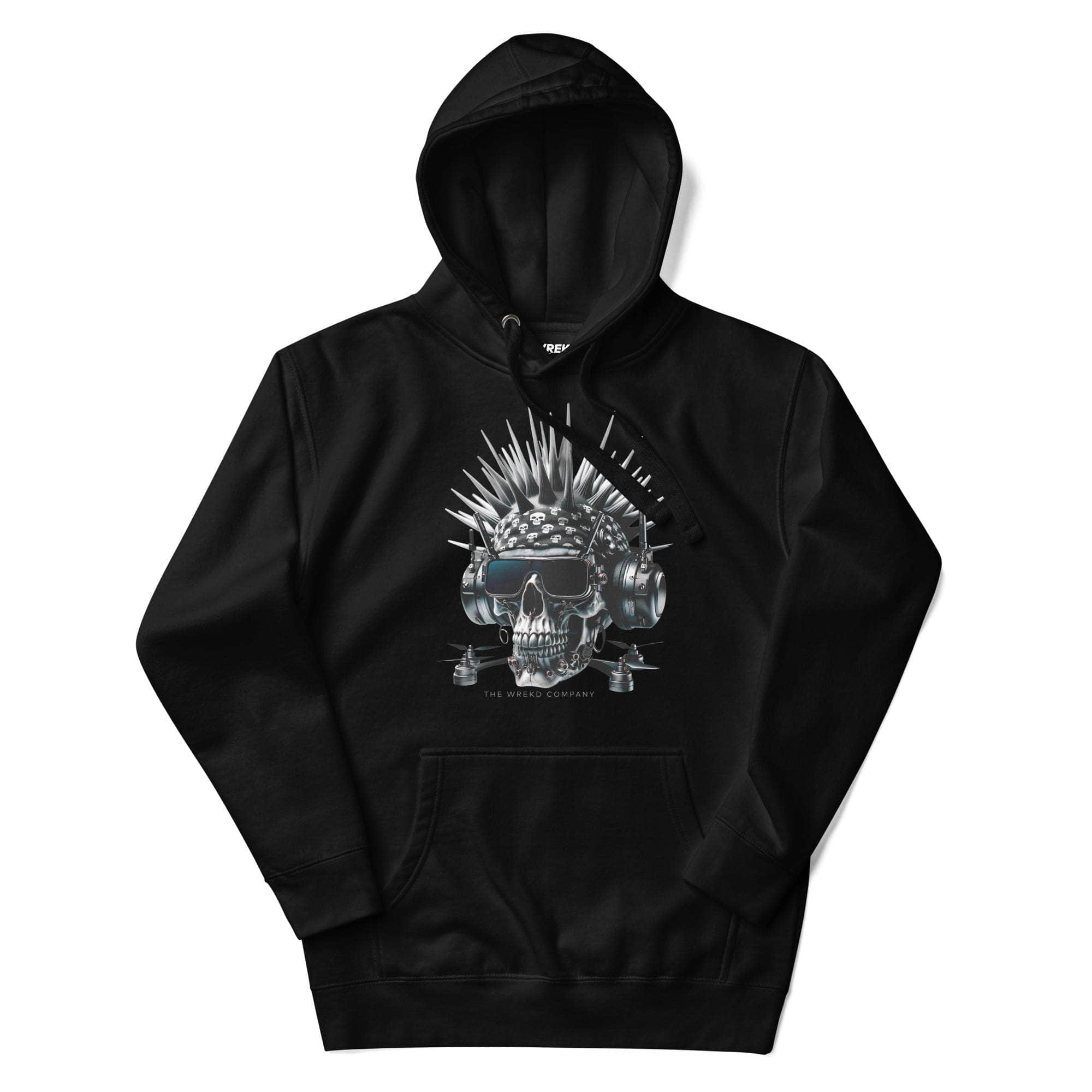  Cyberpunk FPV Skull Unisex Hoodie by WREKD Co. - Choose White or Black、mySite、merchandisen