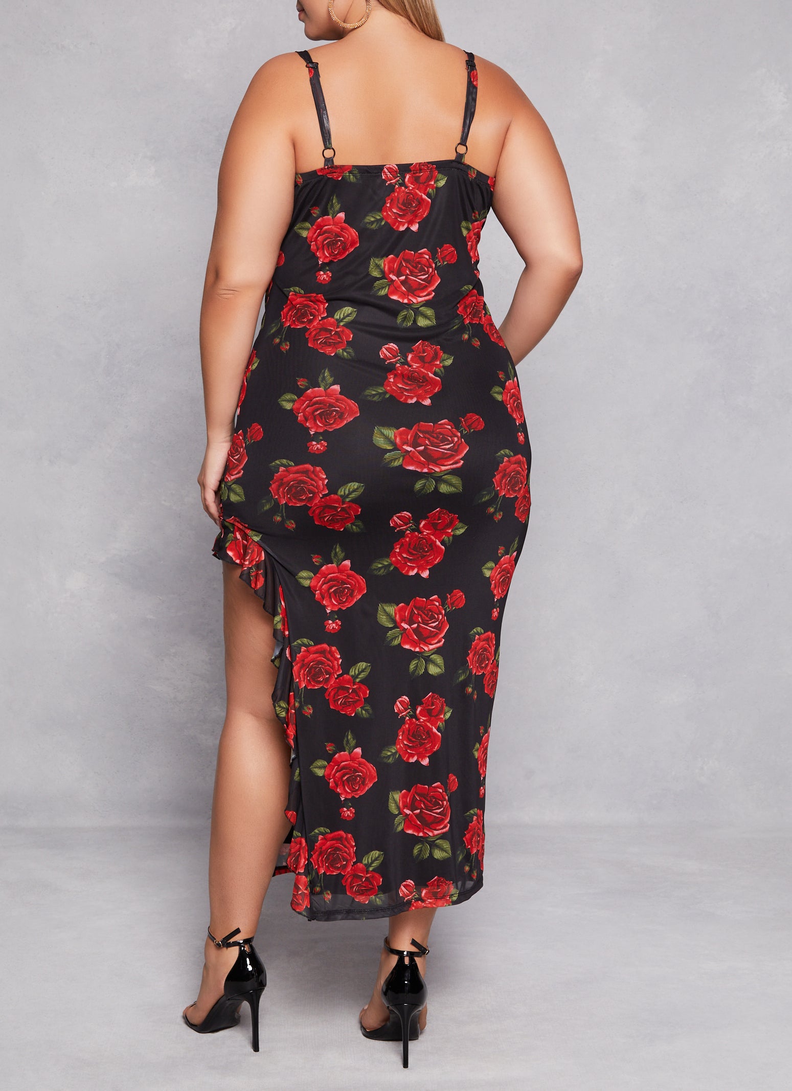 Plus Size Almost Famous Floral Print Asymmetrical Cami Dress、mySite、camillekostekn