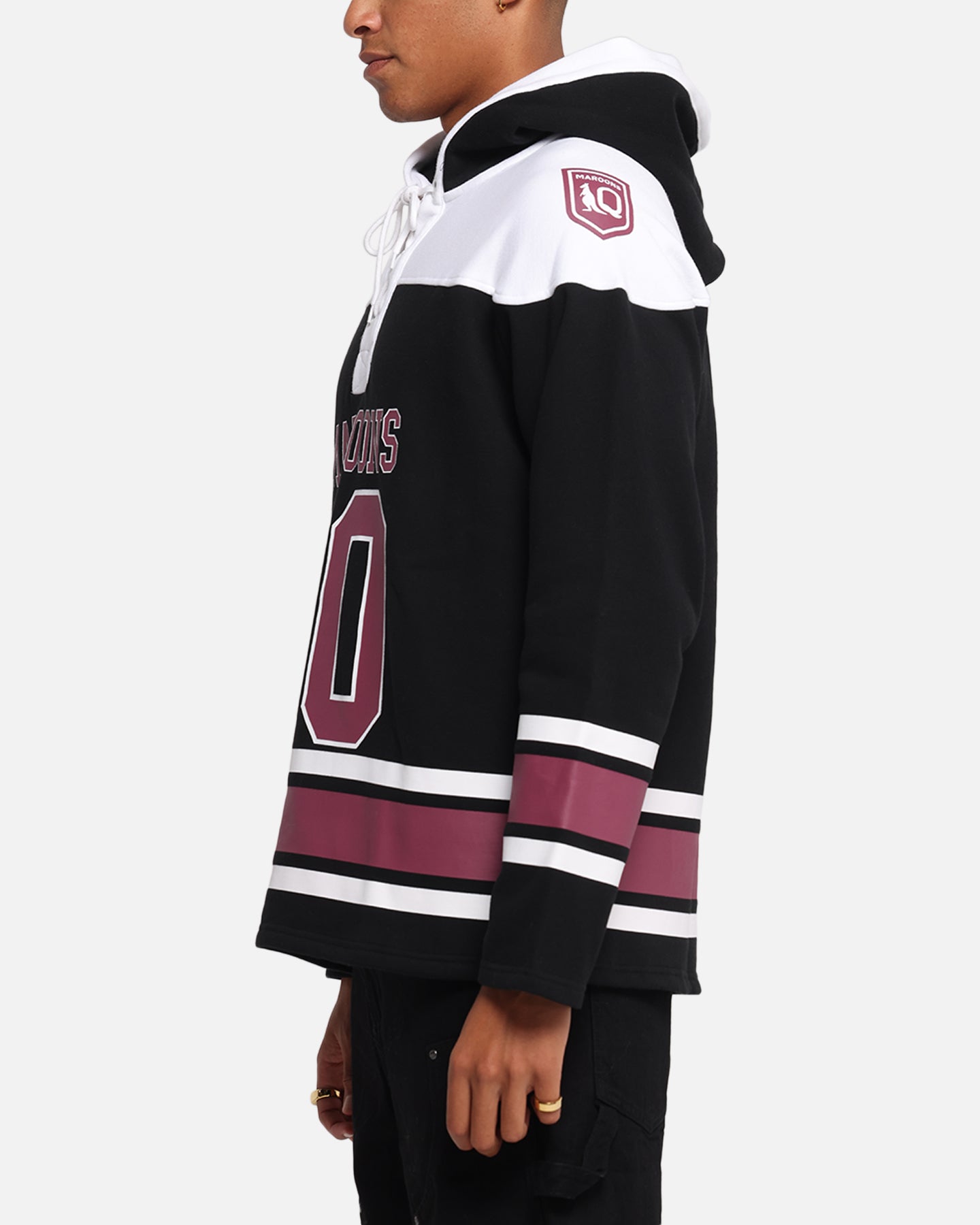 Queensland Rugby League Queensland Maroons Panel Hoodie Black、mySite、zt4zffjzw