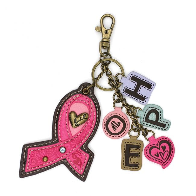 Pink or Purple Cancer Ribbon Charming Charms Keychains by Chala、mySite、g9winljtr