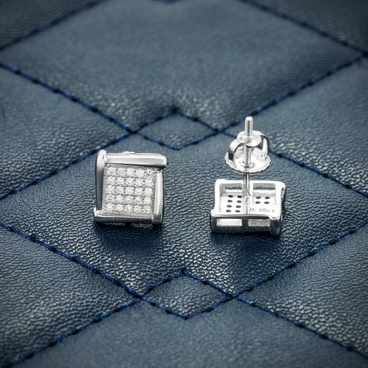 8MM Moissanite Square Cluster Earrings 14K Gold、mySite、hinf8tx79