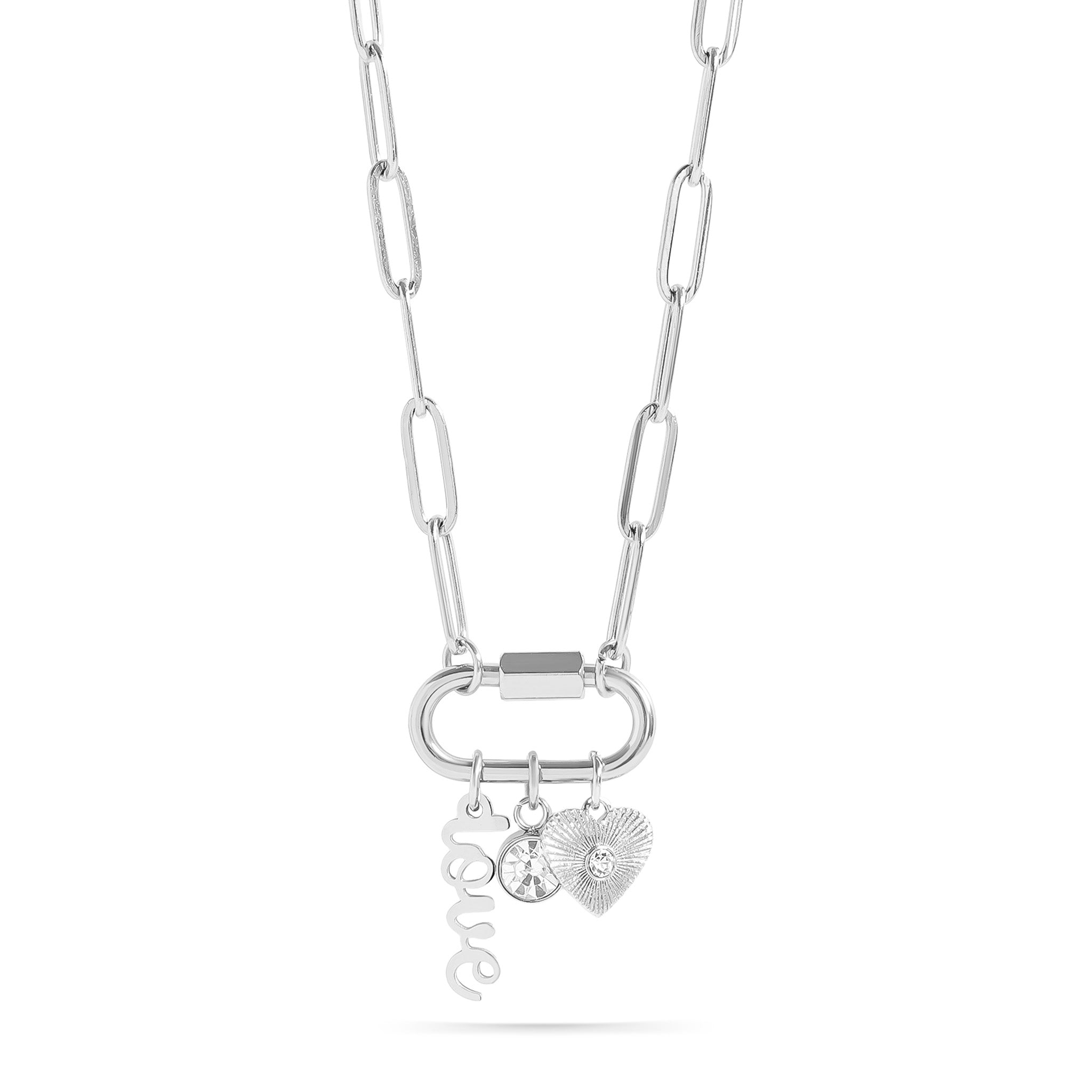 18K Gold PVD Stainless Steel Carabiner Love Charm Paperclip Necklace / CHN0047、mySite、dreamappss