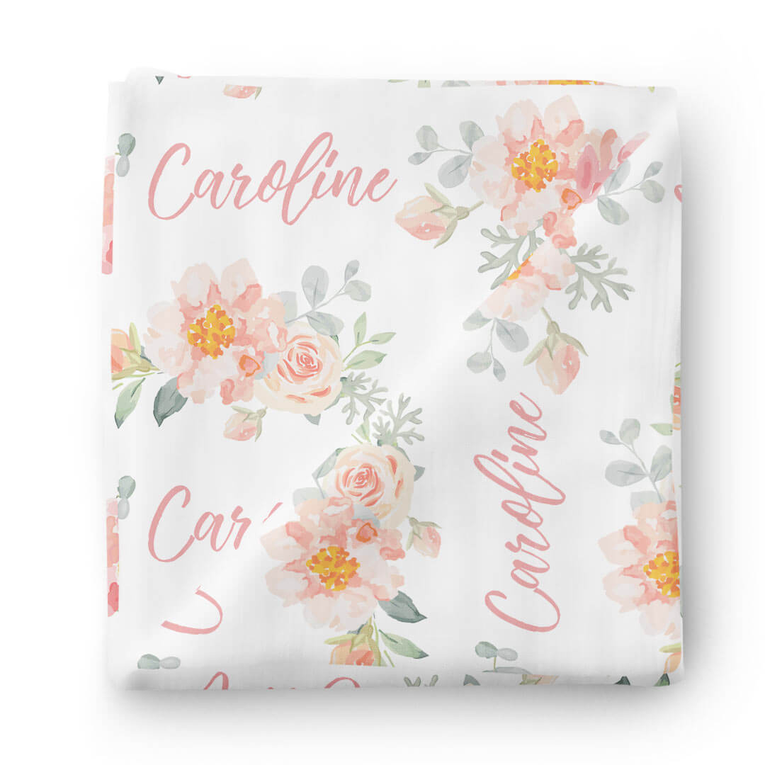  Ella's Dusty Rose Personalized Baby Name Swaddle Blanket、mySite、layawaytickets