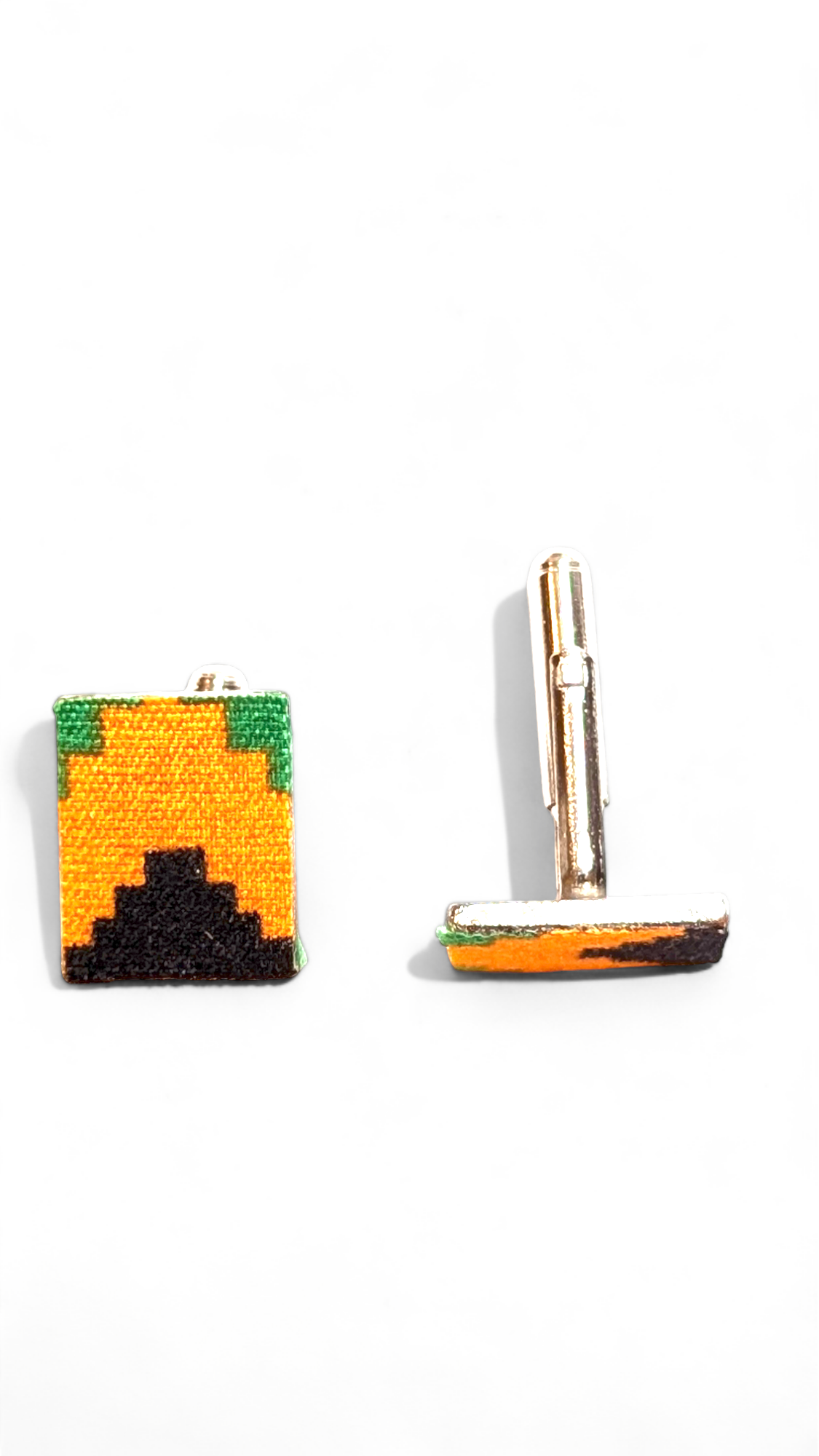 Dupsie's Nkabom Silver-plated Rectangular-shaped Multicolored Kente African Print cufflinks DPJSPKRSC0、mySite、solidvoid