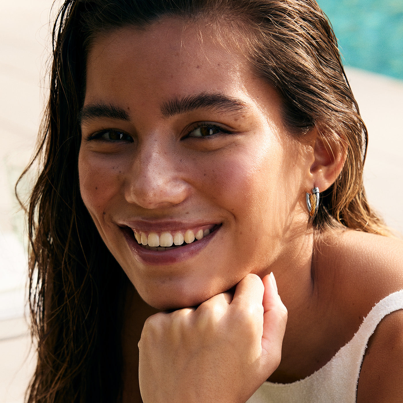 Élevé Medium Double Hoop Earrings, Two-tone、mySite、botmansion