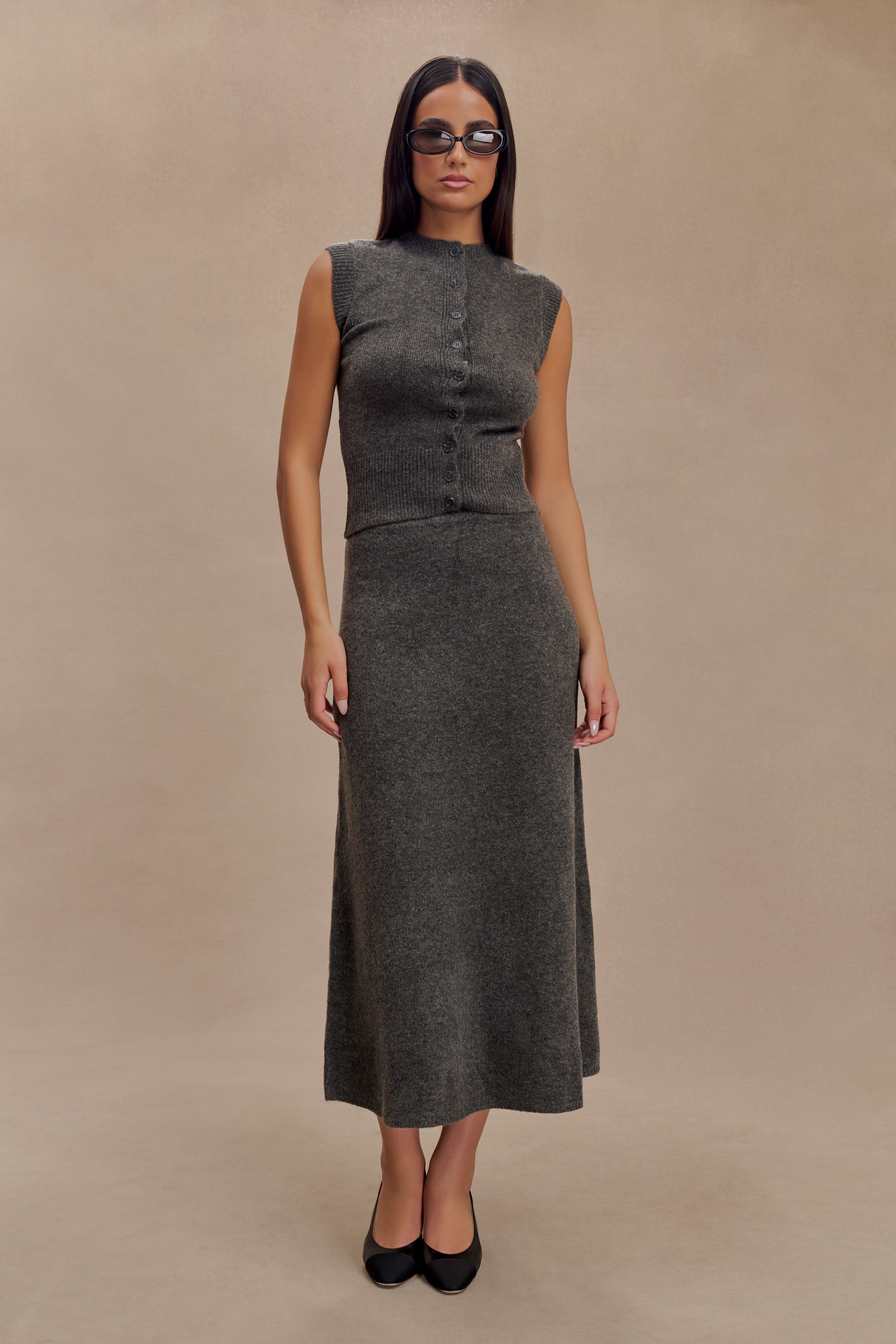 Vivica Knit Maxi Skirt - Charcoal Marle、mySite、solidvoid