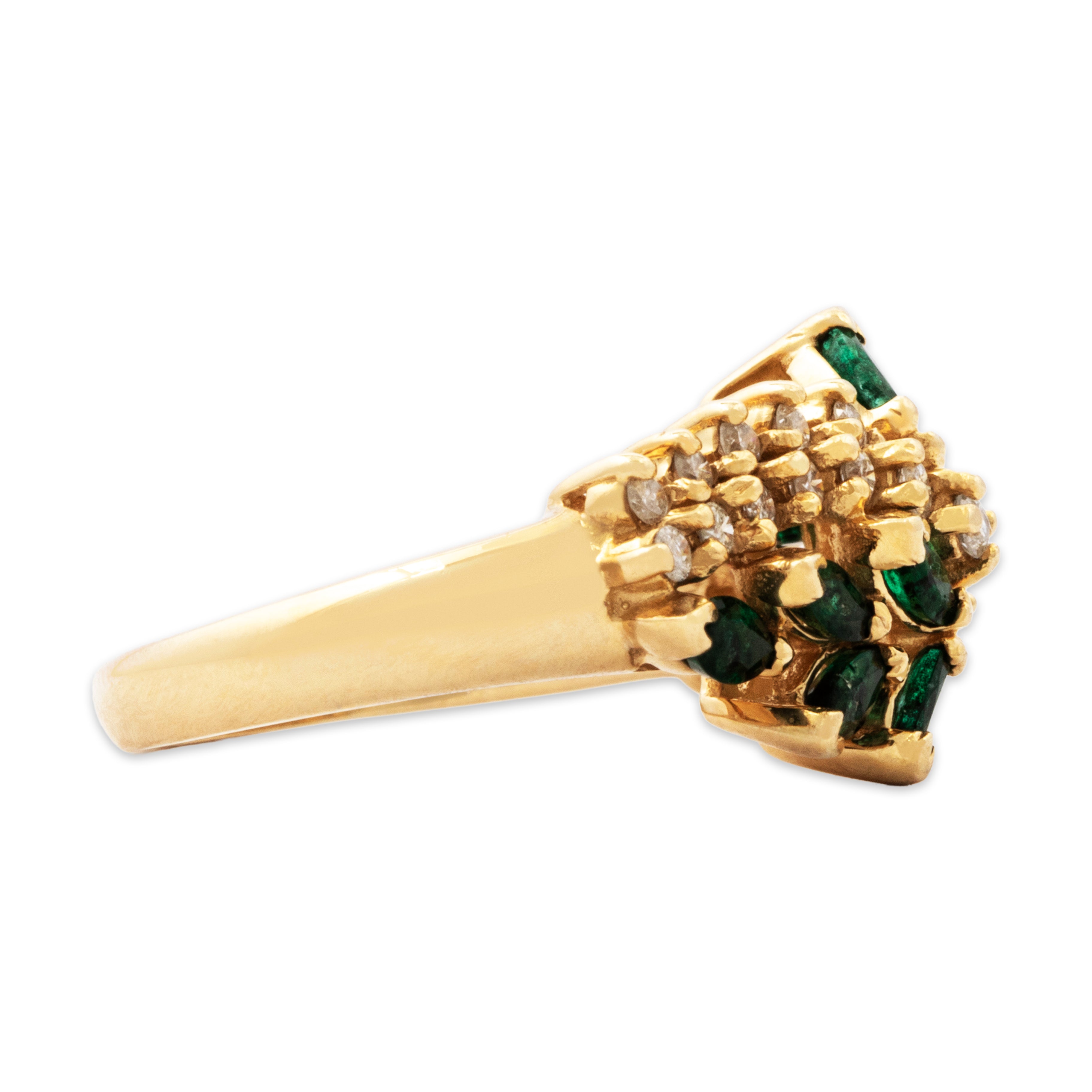 Vintage 14k Yellow Gold .7cttw Emerald Diamond Dramatic Duo Ring 6.50、mySite、hinf8tx79