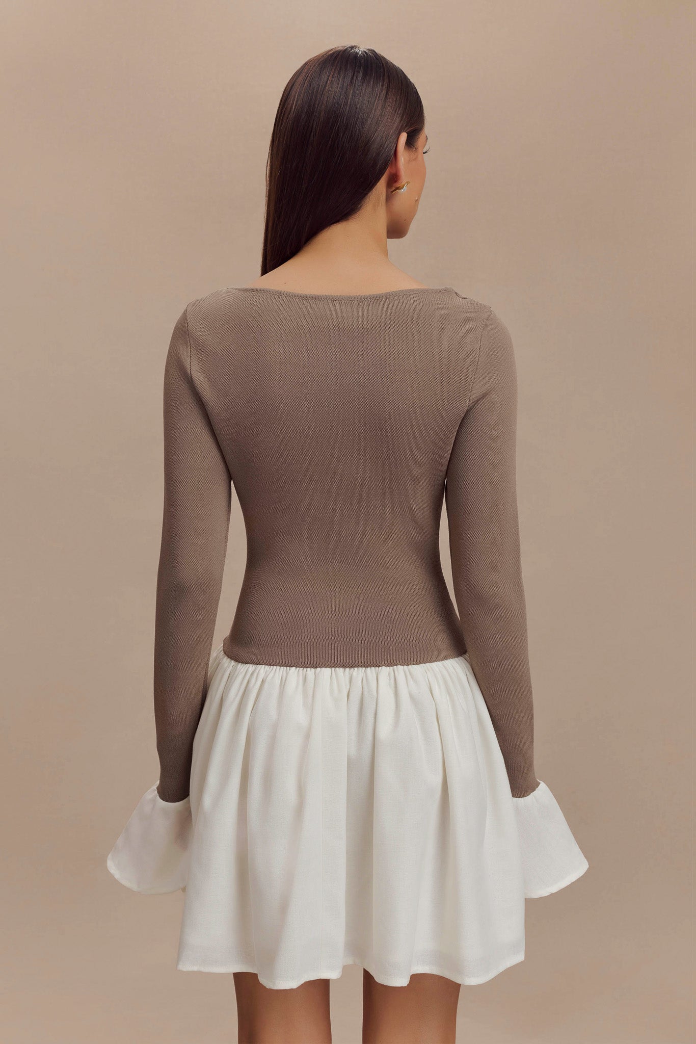 Sansa Knit And Linen Mini Dress - Smoke & Ivory、mySite、solidvoid