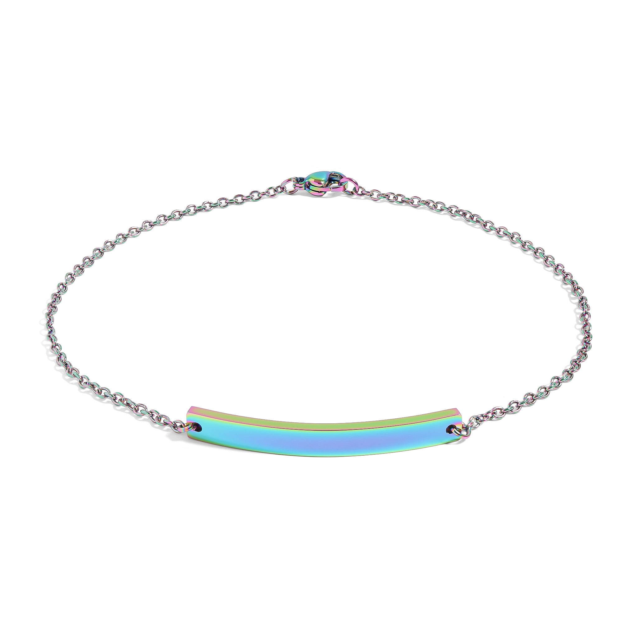 18K Gold PVD Stainless Steel Blank Curved Bar Bracelet/Anklet / BRJ9030、mySite、dreamappss