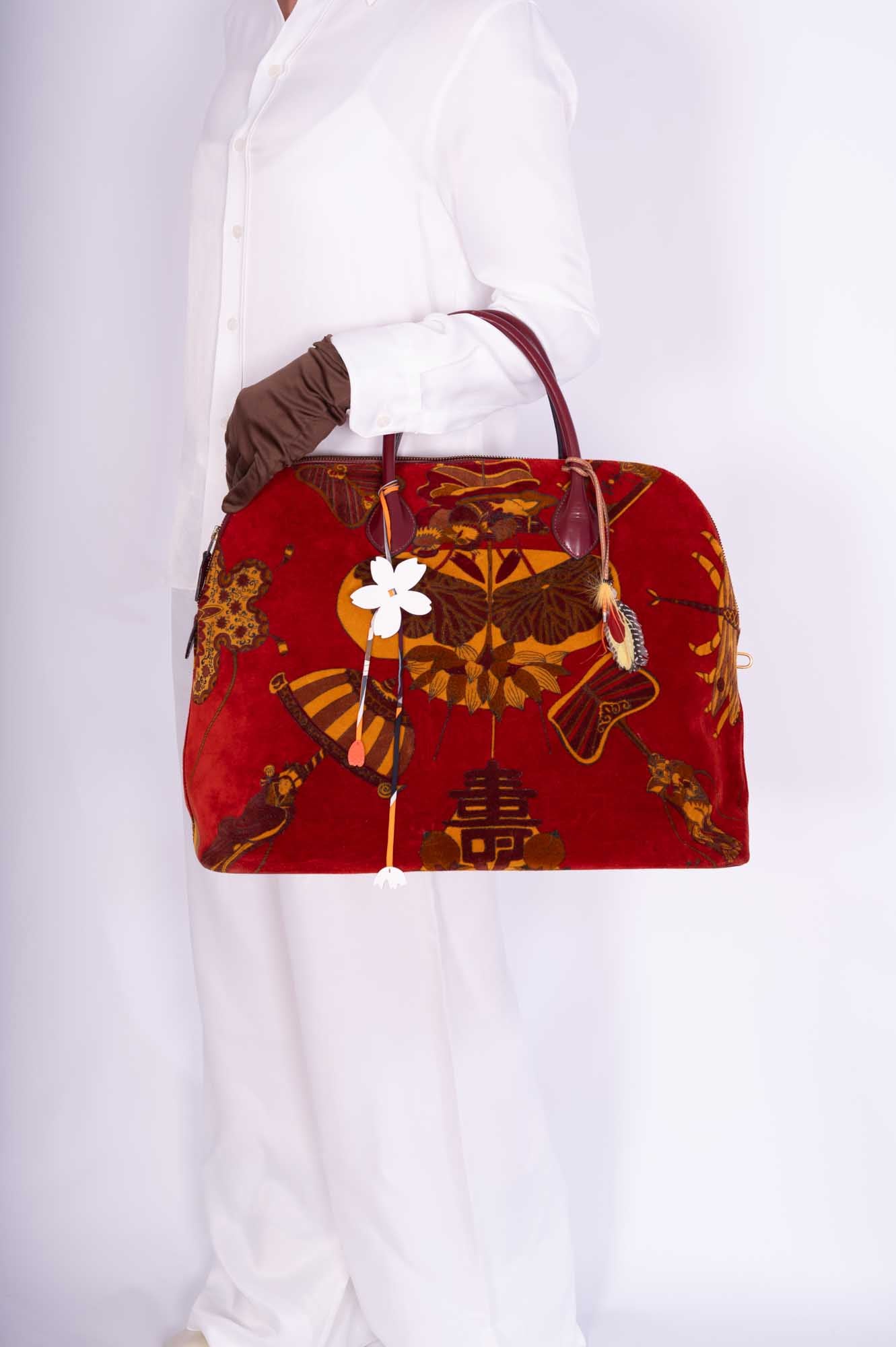 Vintage Hermès Bolide 45 SOIES VOLANTES Rouge H Box and Velvet Travel Bag、mySite、garminoutage.com