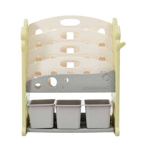 Kids Toy Storage Organizer with 14 Bins, Multi-functional Nursery Organizer Kids Furniture Set Toy Storage Cabinet Unit with HDPE Shelf and Bins for Playroom, Bedroom, Living Room、、casual