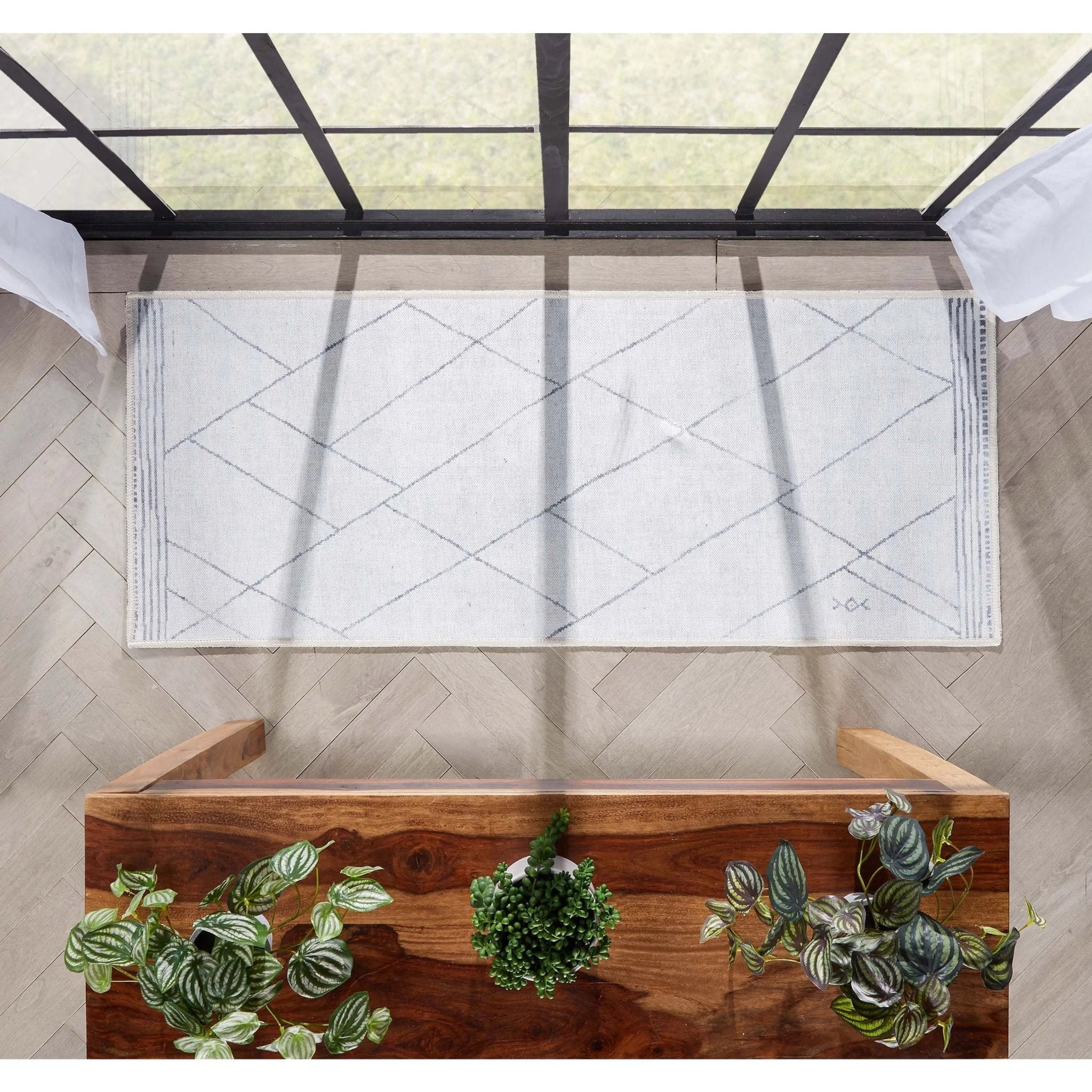 Bryn Moroccan Lattice Trellis Ivory Grey Area Flat-Weave Rug、mySite、gigharbornorthrealestate