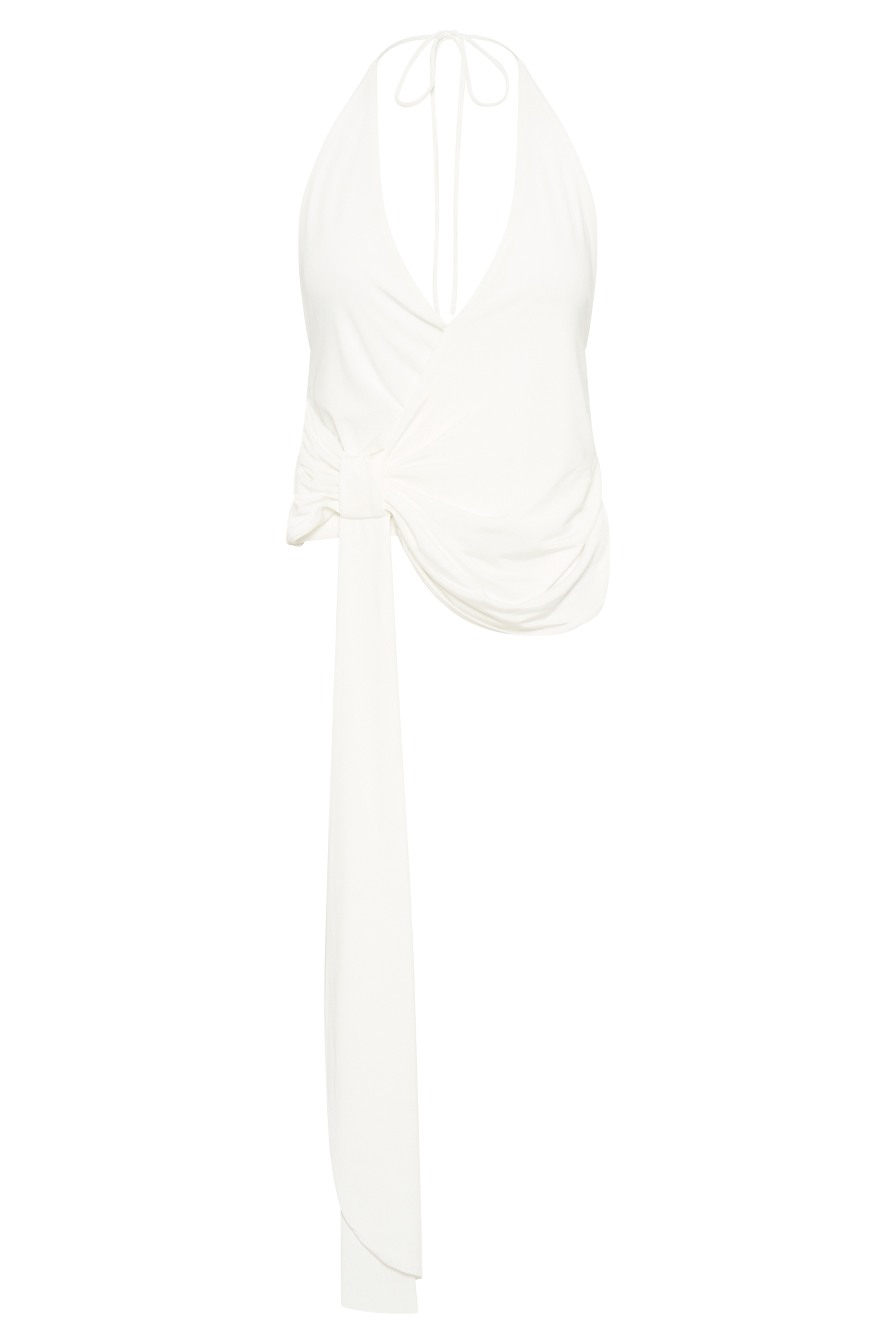 Tyla Draped Slinky Halter Top - White、mySite、solidvoid