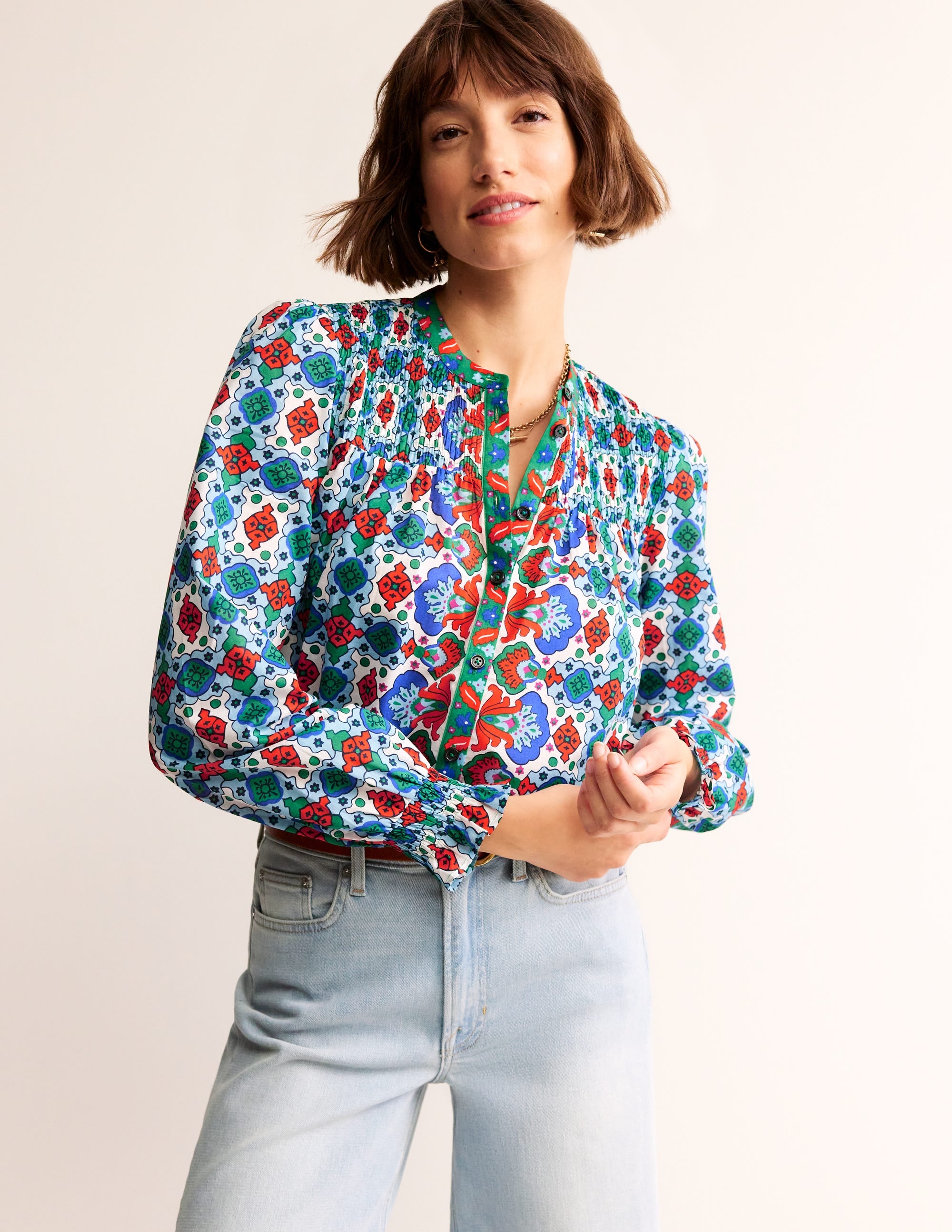  Helena Cotton Blouse-Multi, Coastal Tile、mySite、ashleygrahame