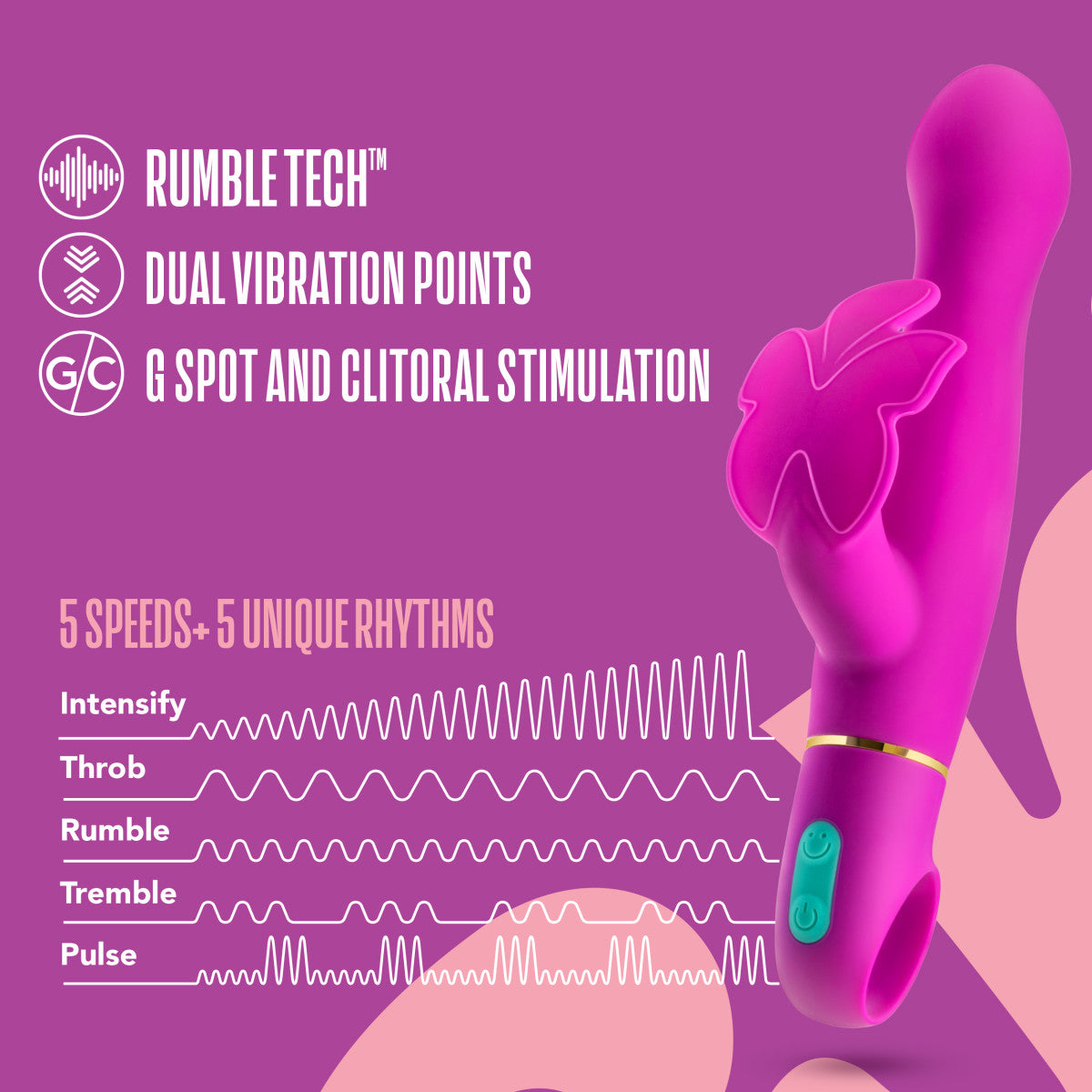 Aria By Blush® | Naughty AF: Clitoris Stimulator Plum Silicone Vibrator with Powerful RumboTech™ Technology、mySite、bottomscart